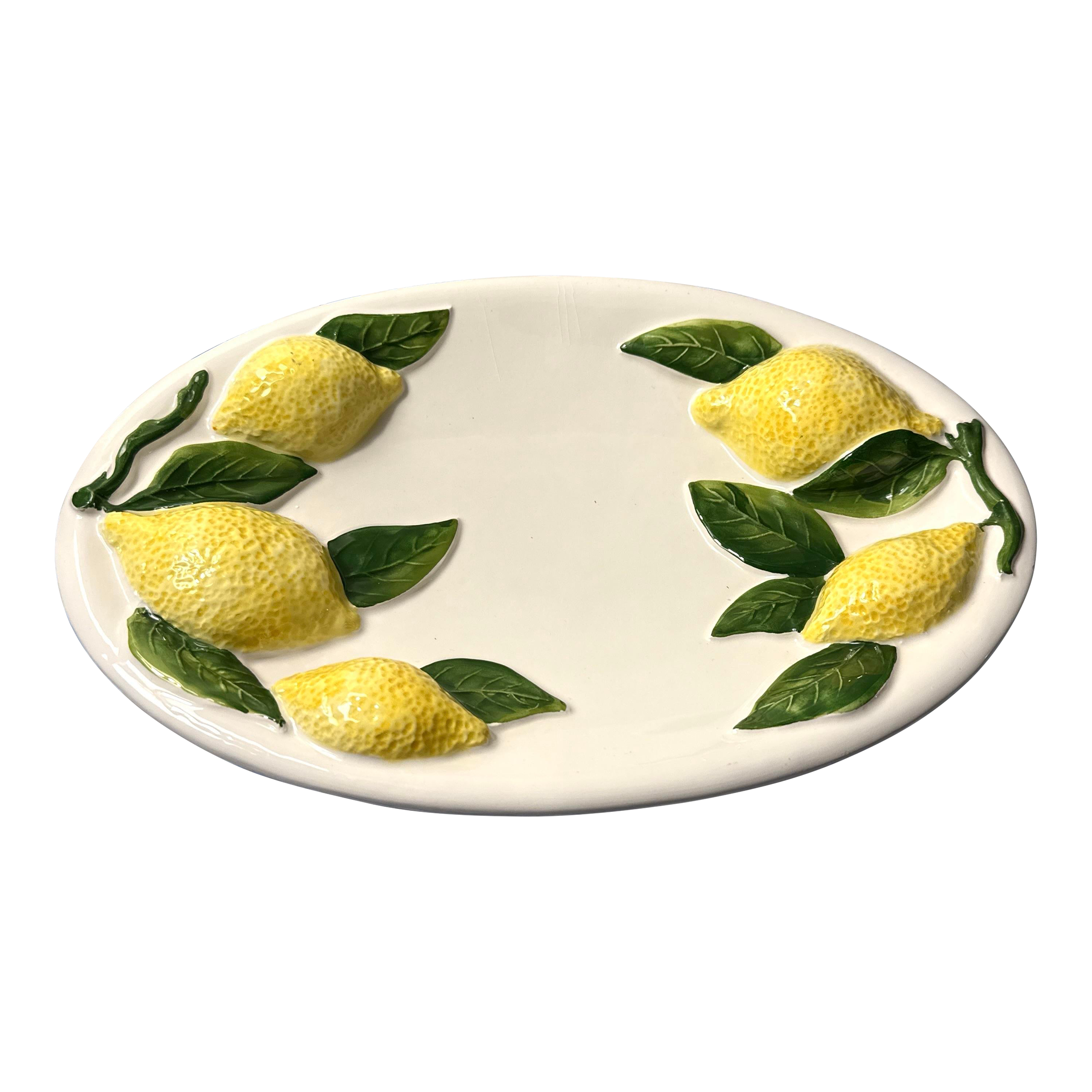 Mid 20th Century Handmade Italian Ceramic Lemon Platter – “Fatto a Mano” Majolica, Model 265