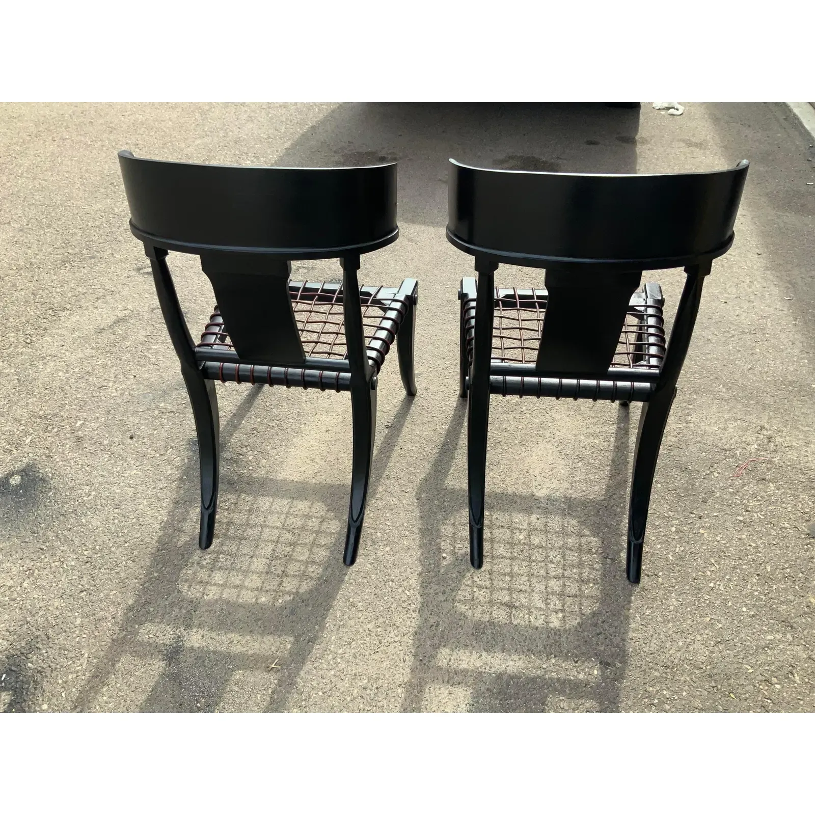 1990s Vintage Klismos Black Dining Chairs - a Pair