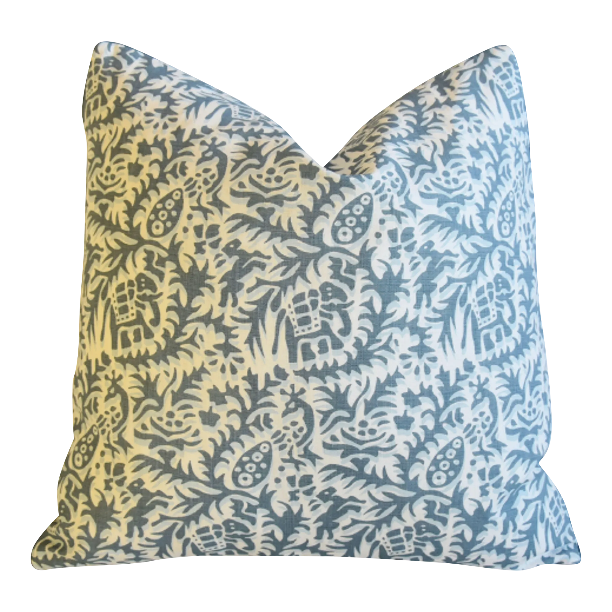 Designer Andrew Martin Blue-Gray & White Animal & Botanical Jungle Feather/Down Pillow 21\
