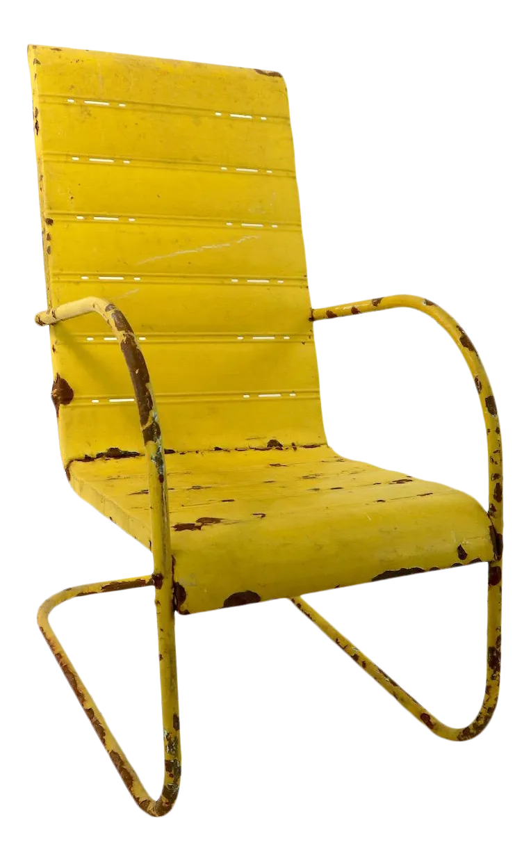 MidCentury Art Deco Cantilevered Patio Chair Chairish
