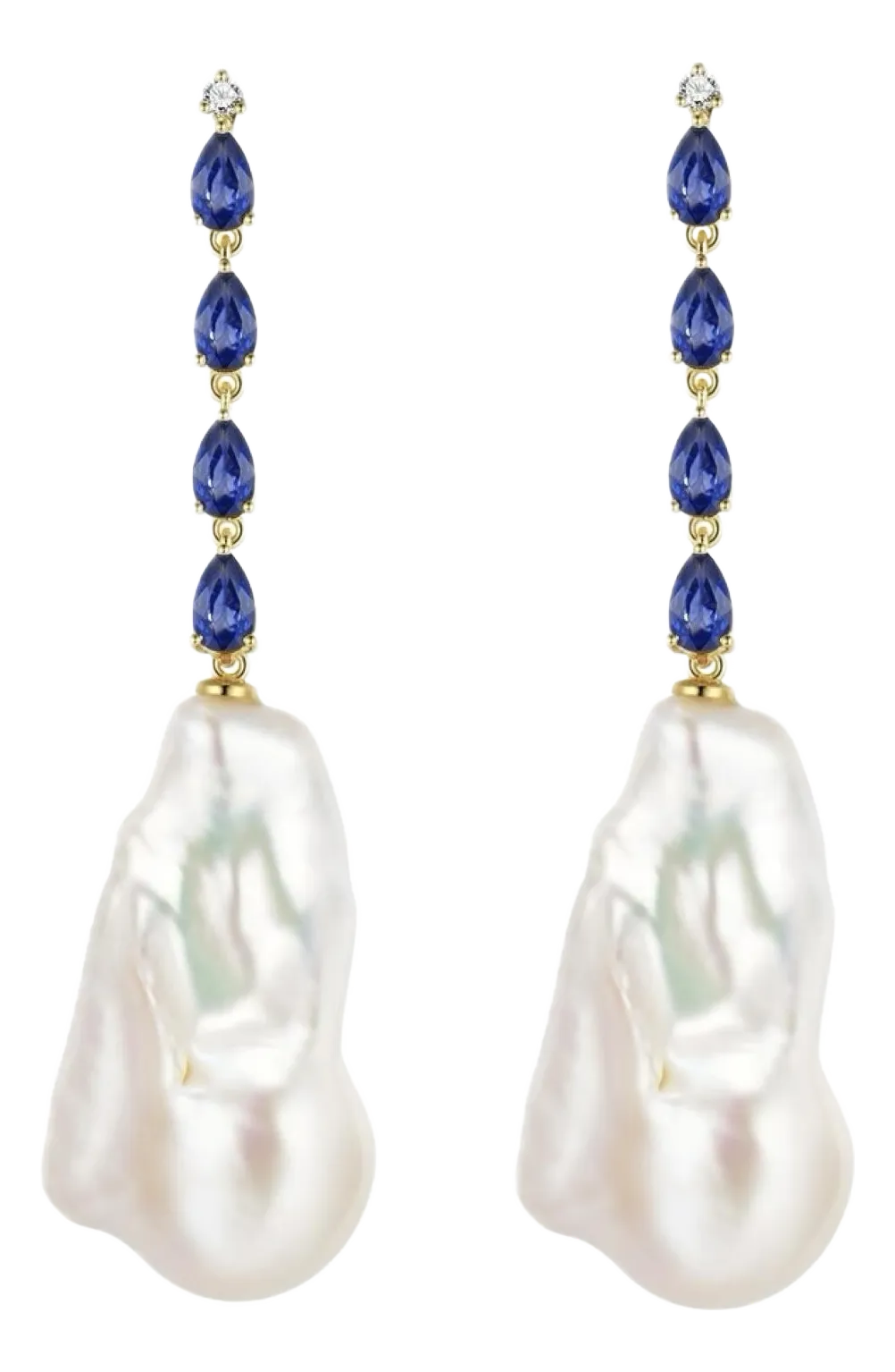 Nina Zhou Sapphire Diamond & Baroque Pearl Convertible Drop