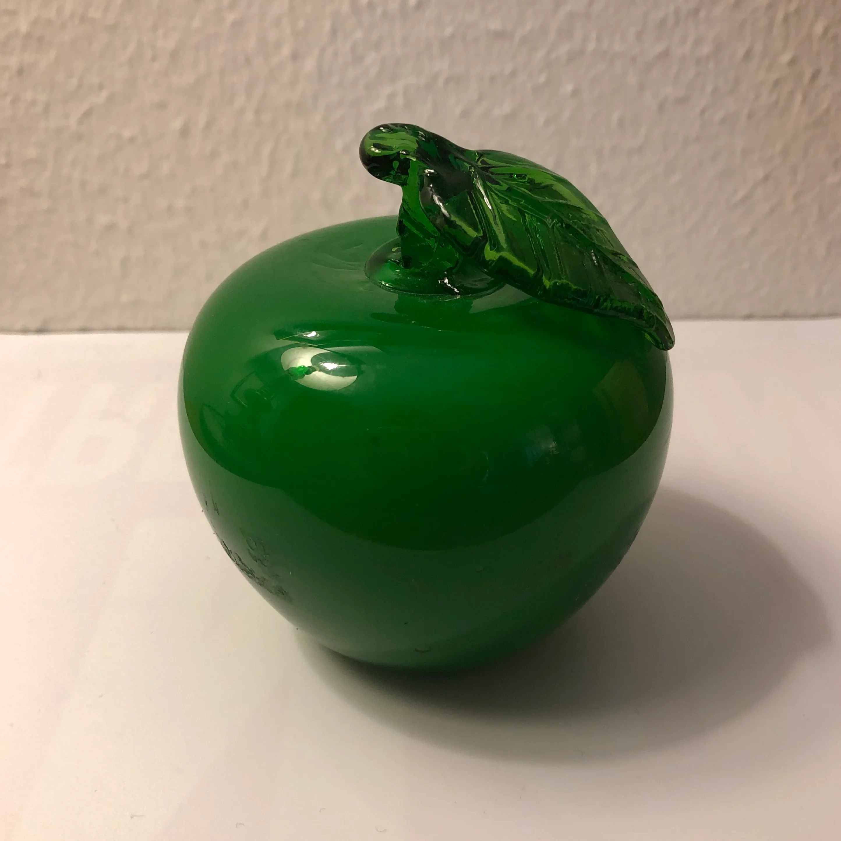 Green Glass Apple Paper Weight