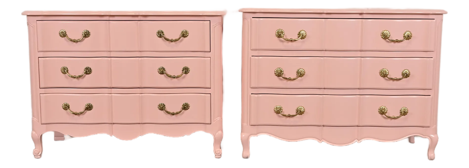 pink french provincial dresser French Provincial Louis XV Pink Lacquered Dresser Chests, Newly Refinished