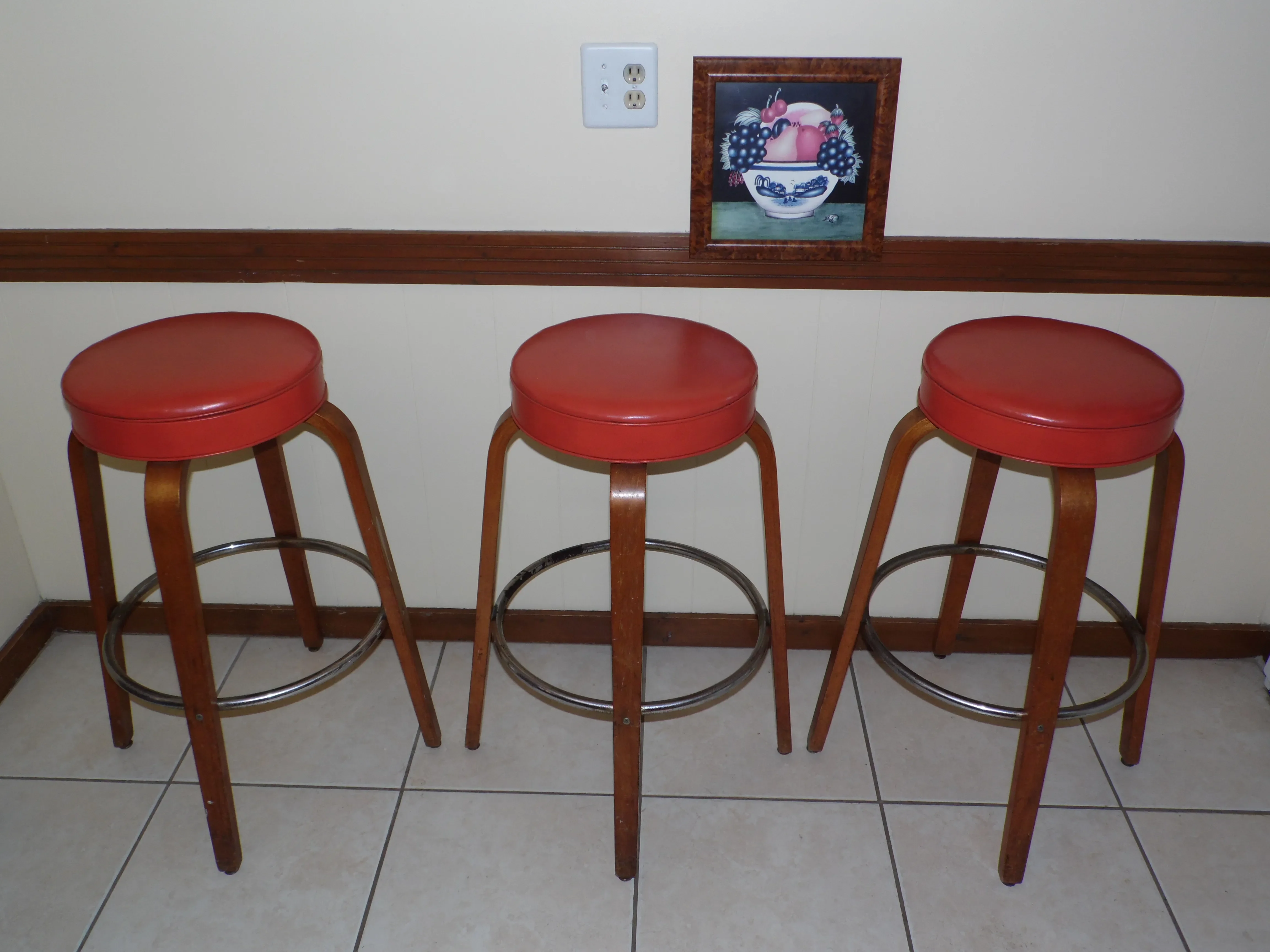 Vintage Mid Century Modern Thonet Bentwood Counter Bar Stools-Set