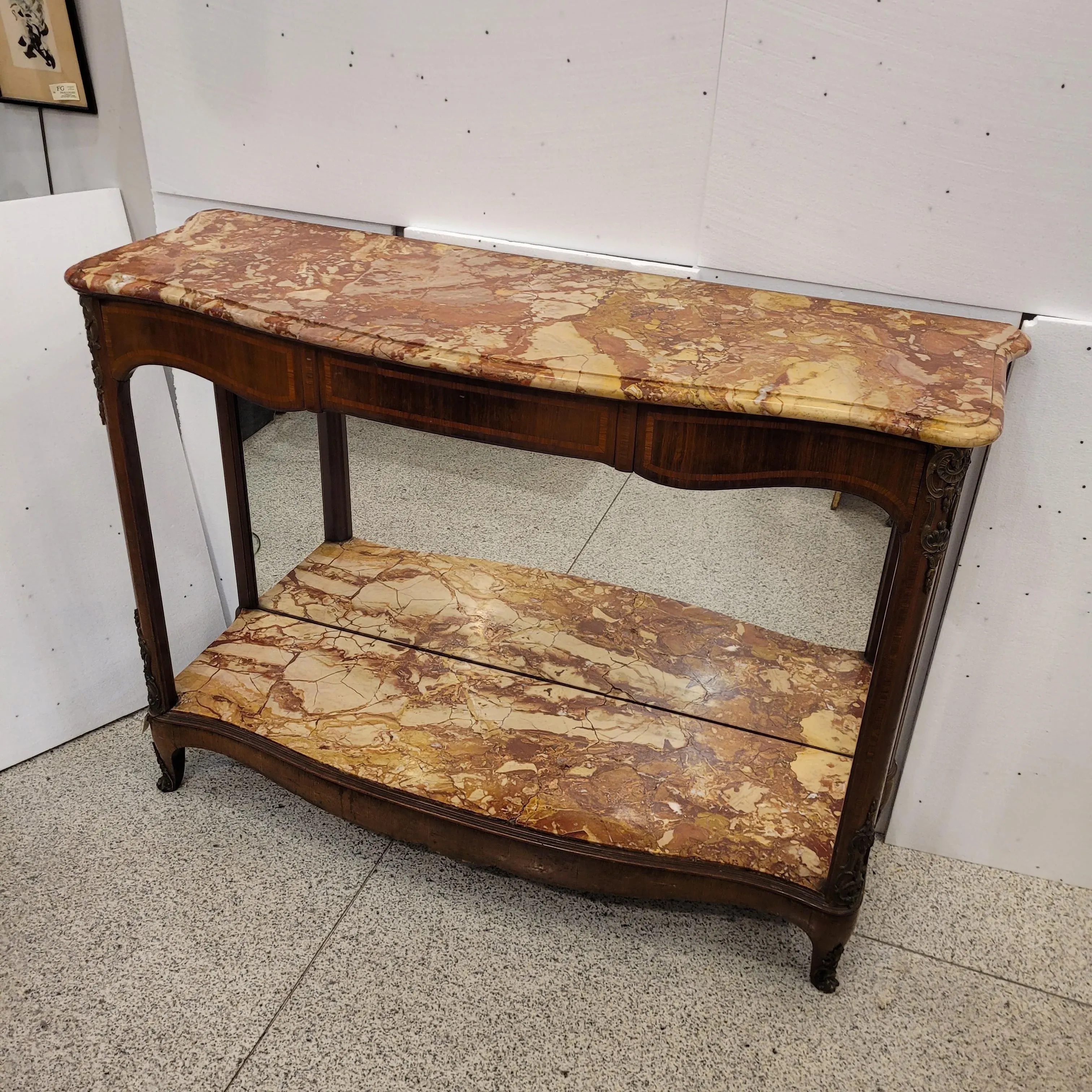 Napoleon III Console Table in Wood witth Marble and Mirror