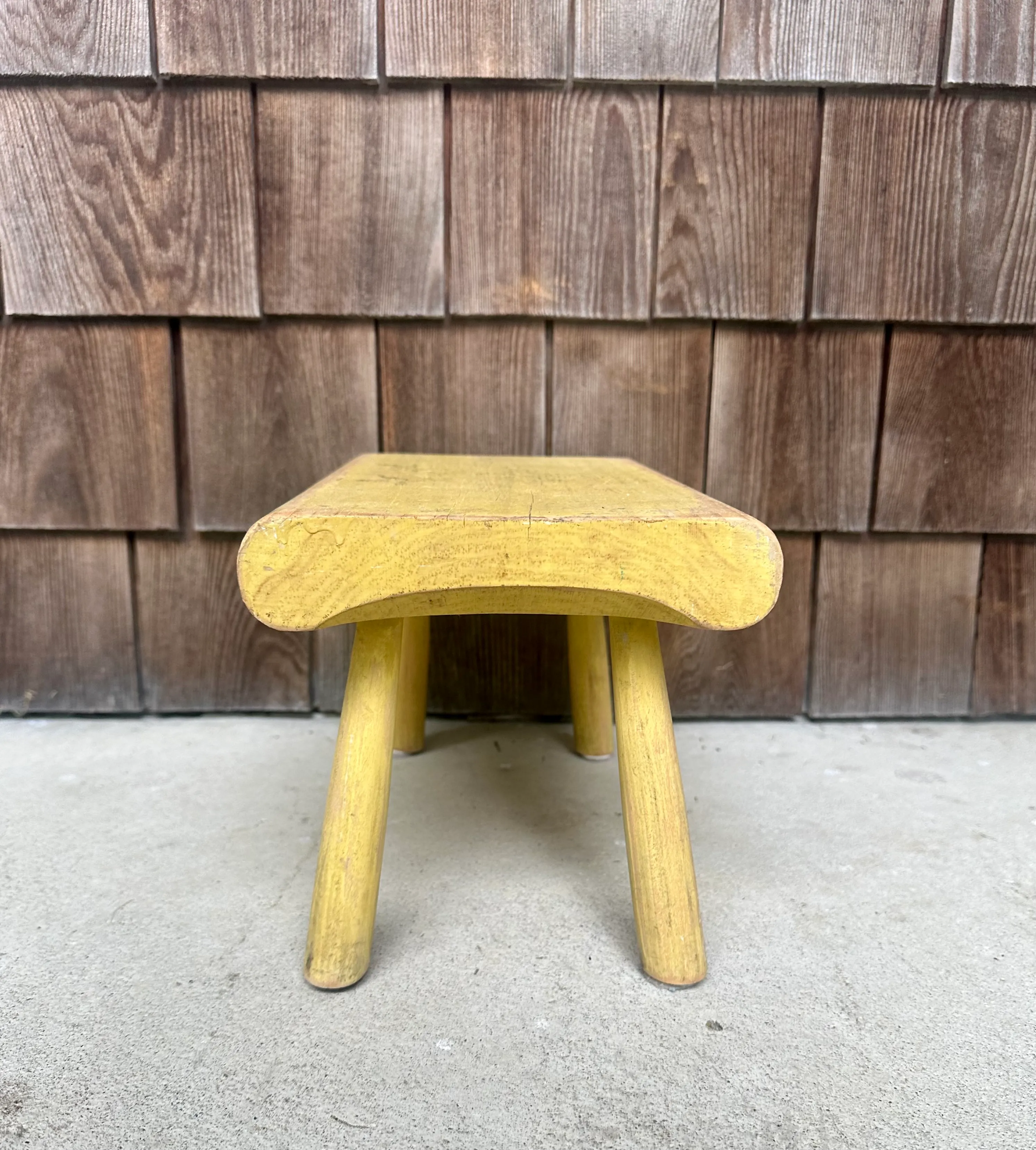 Vintage Yellow Wood Stool