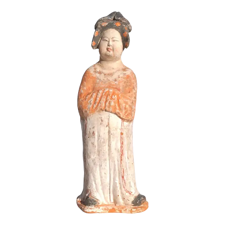 Antique Tang Dynasty Fat Lady Pottery Figure