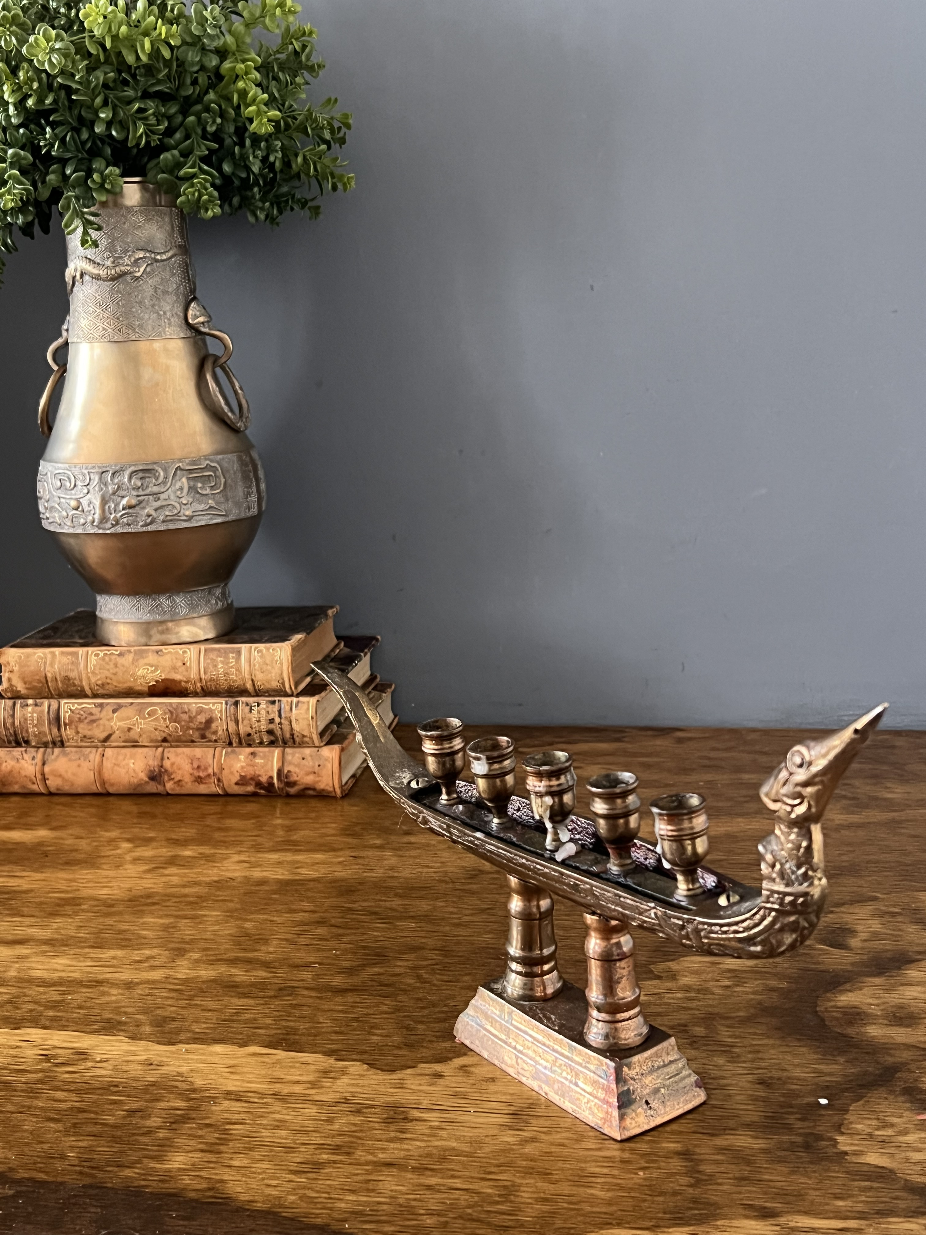 1950s Thai Suphannahong Dragon Boat Menorah | Chairish