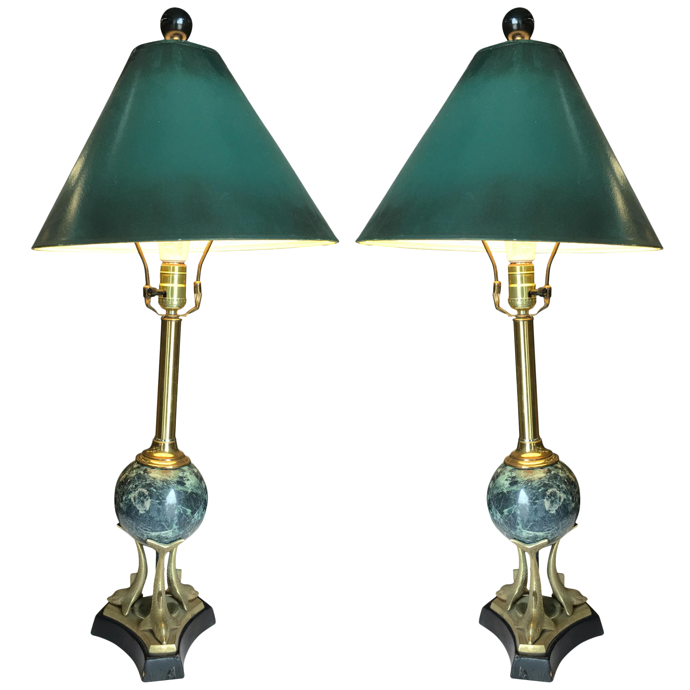 vintage brass and marble table lamp