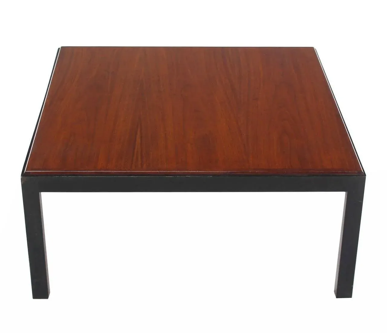 Mid Century Modern Ebonised Frame Walnut Top Square Coffee Occasional Table MINT