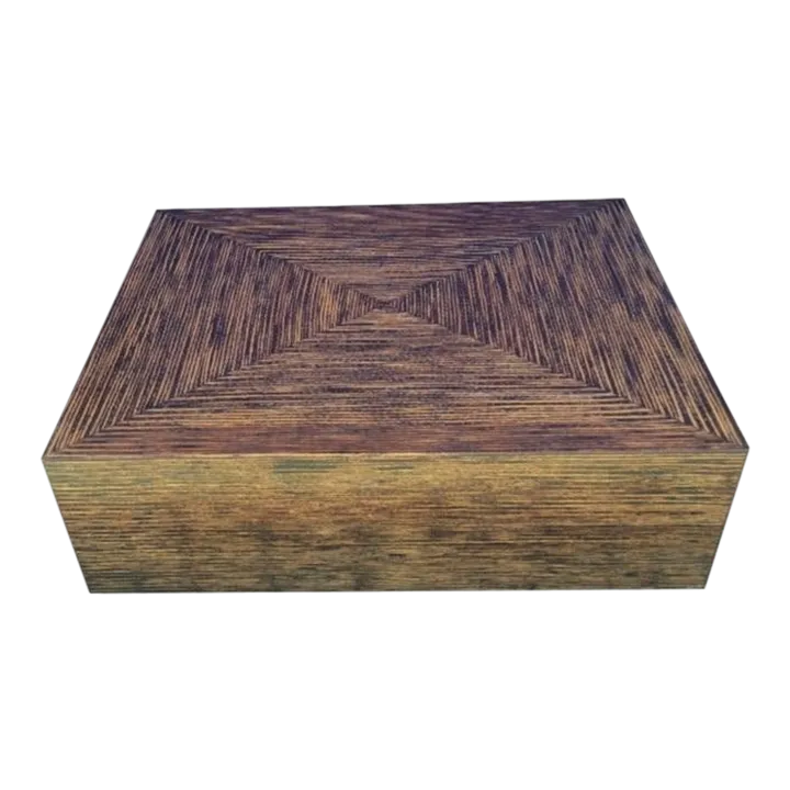 Vintage Large Rectangular Tiger Wood Veneer Plinth Tortoiseshell Coffee