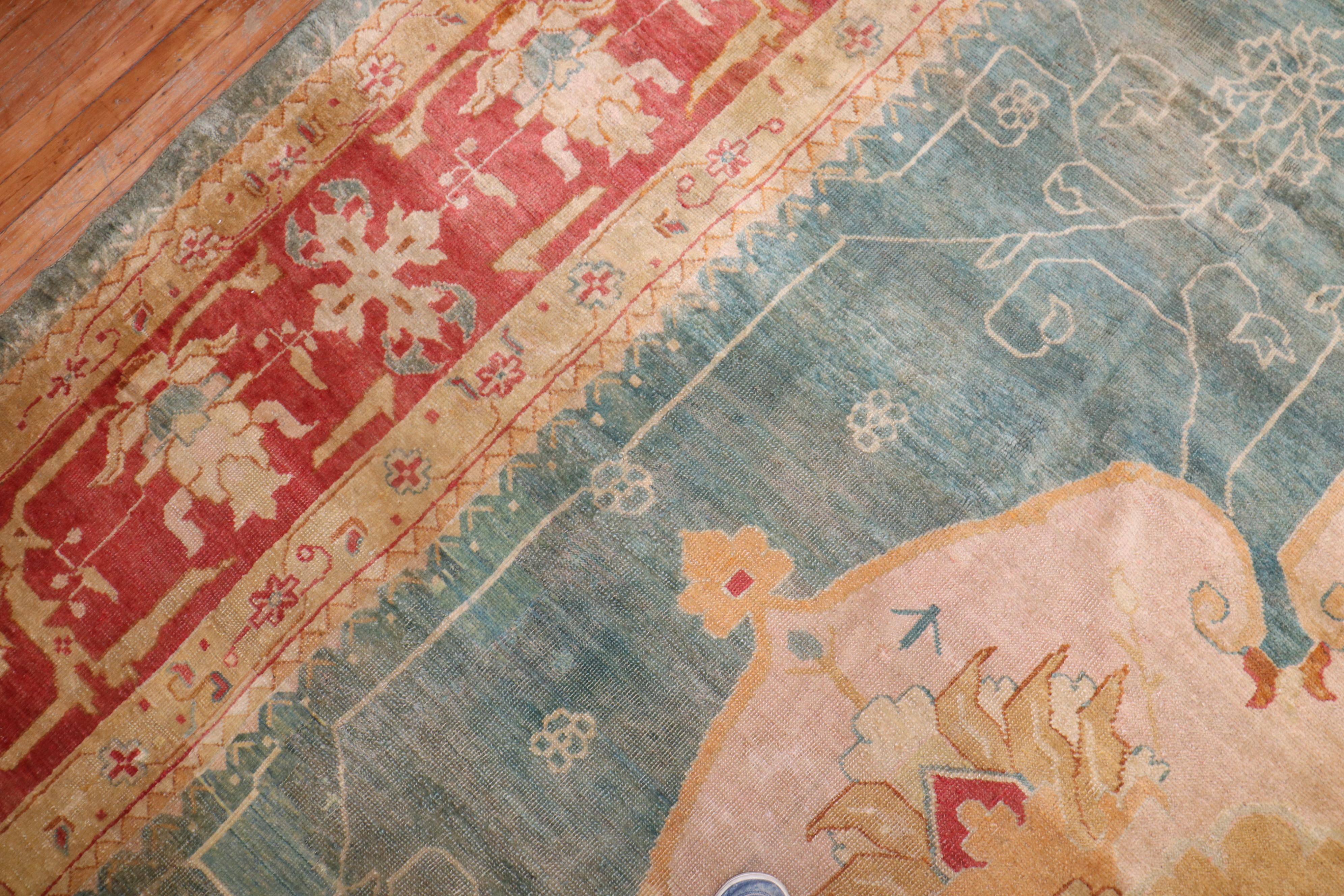 Zabihi Collection Phenomenal Antique Turkish Oushak Rug