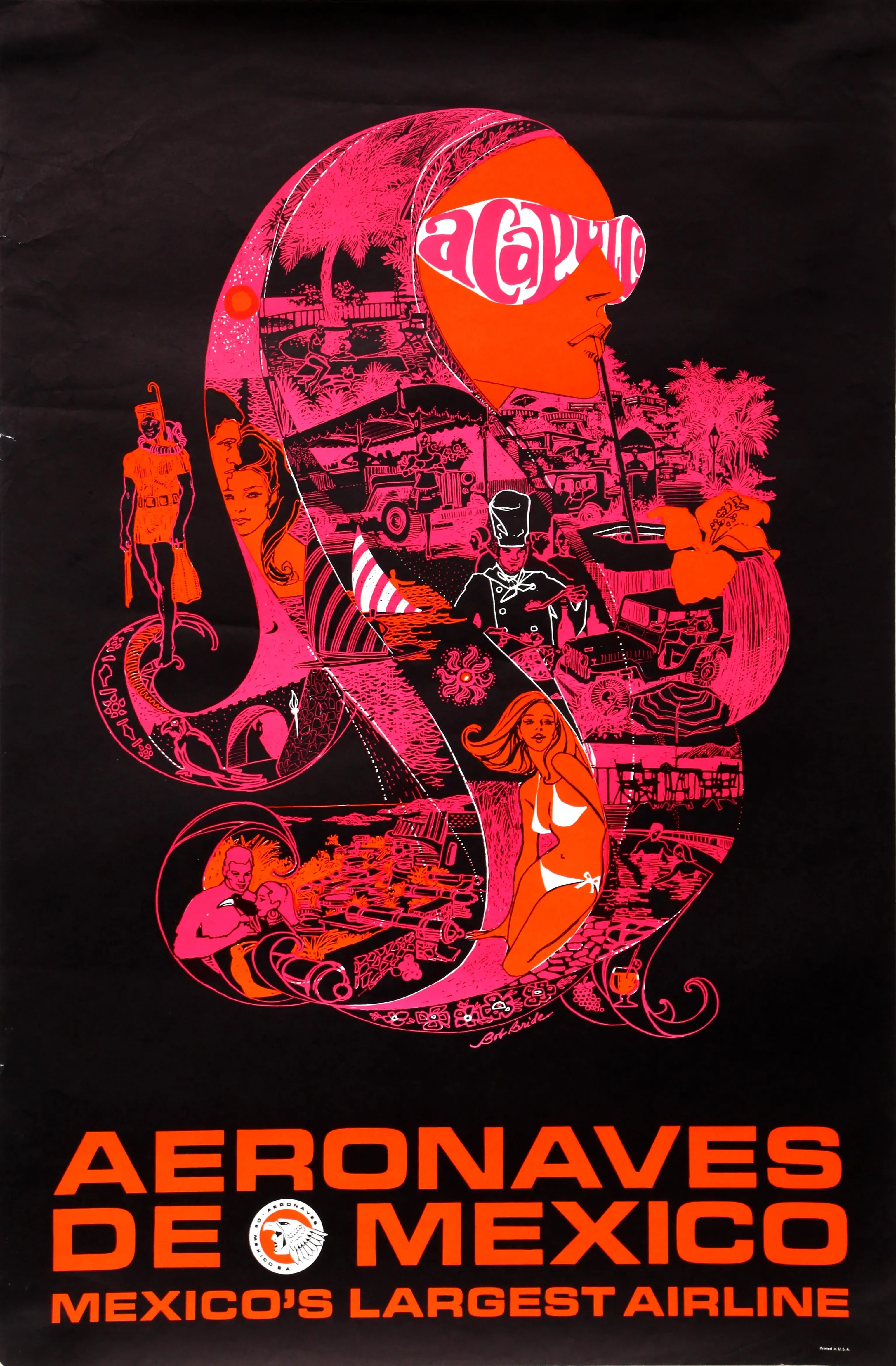 Aeronaves De Mexico - Acapulco, Bob Bride Poster