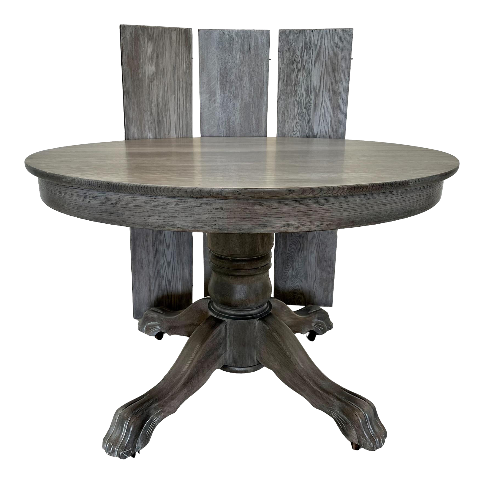 Late 19th Century Quarter Sawn Oak Pedestal Dining Table, in Weathered