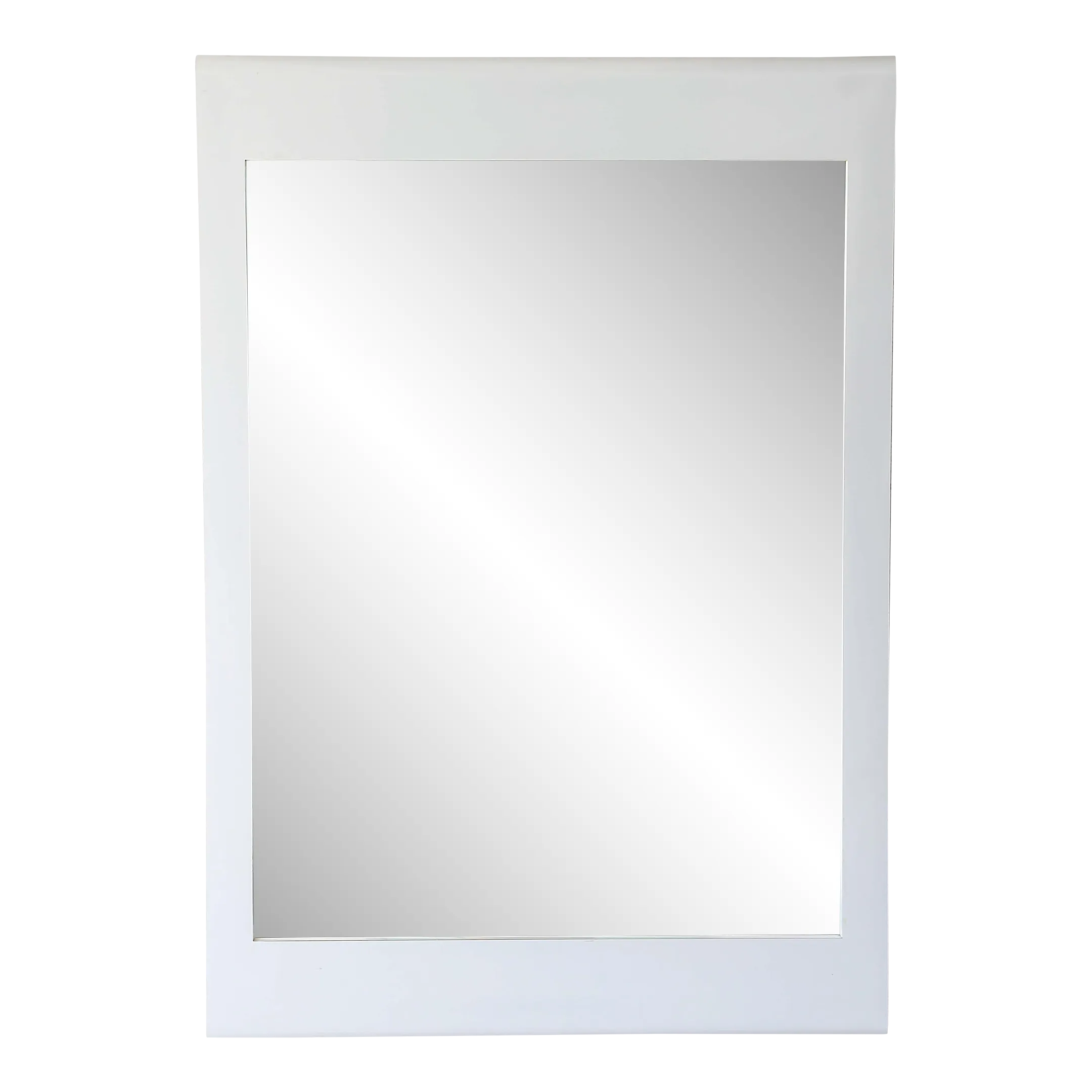 1980's White Gloss Rounded Edge Wall Mirror Chairish
