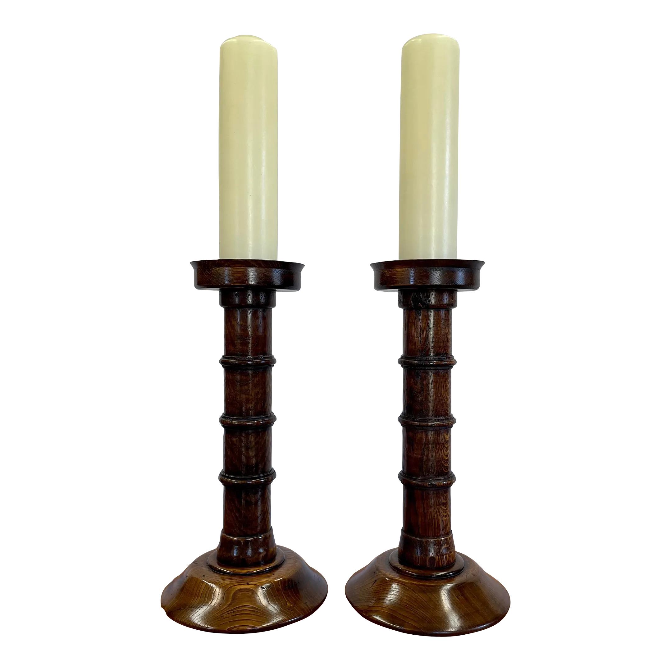 Large Antique English Wood Candlesticks a Pair Chairish