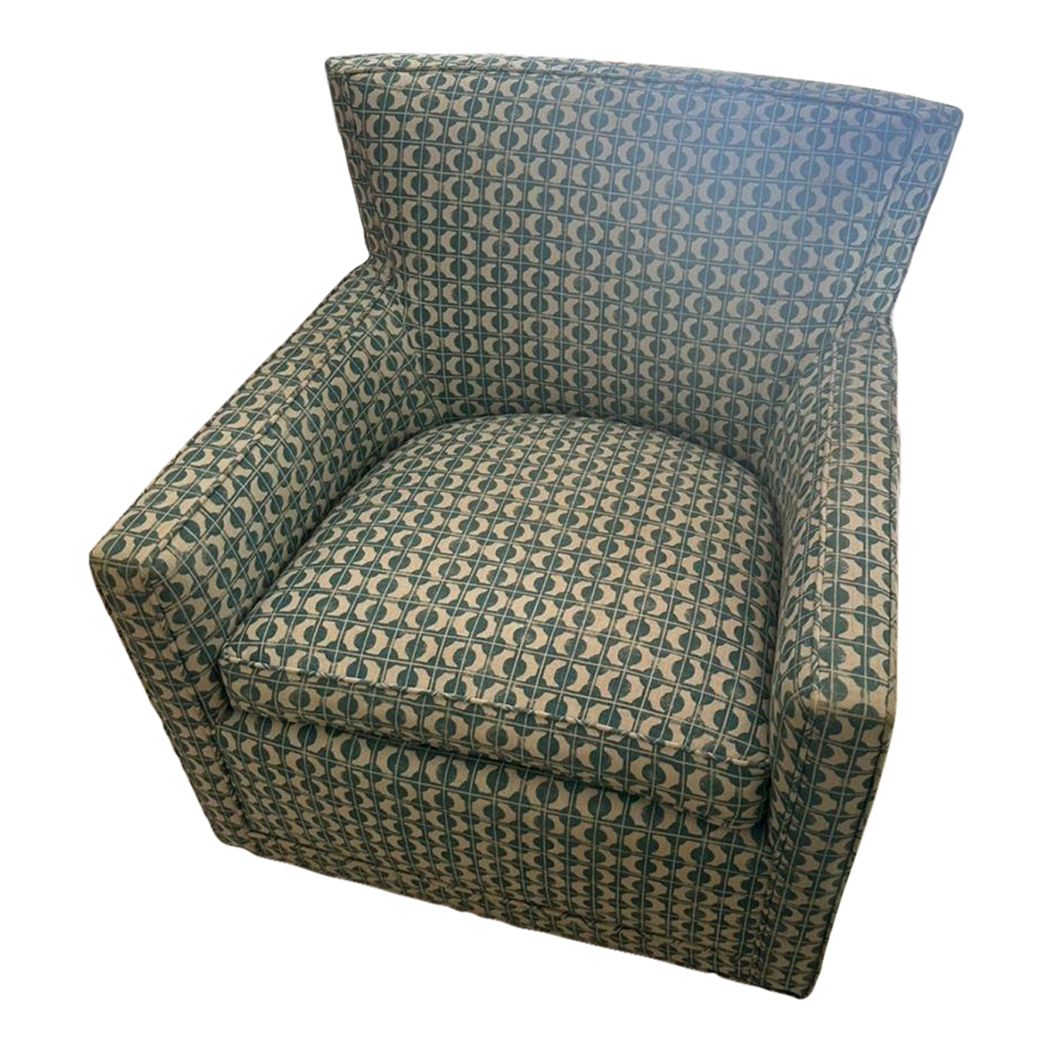Lee Industries Upholstered Swivel Chair in Brook Perdigon Textile Chairish