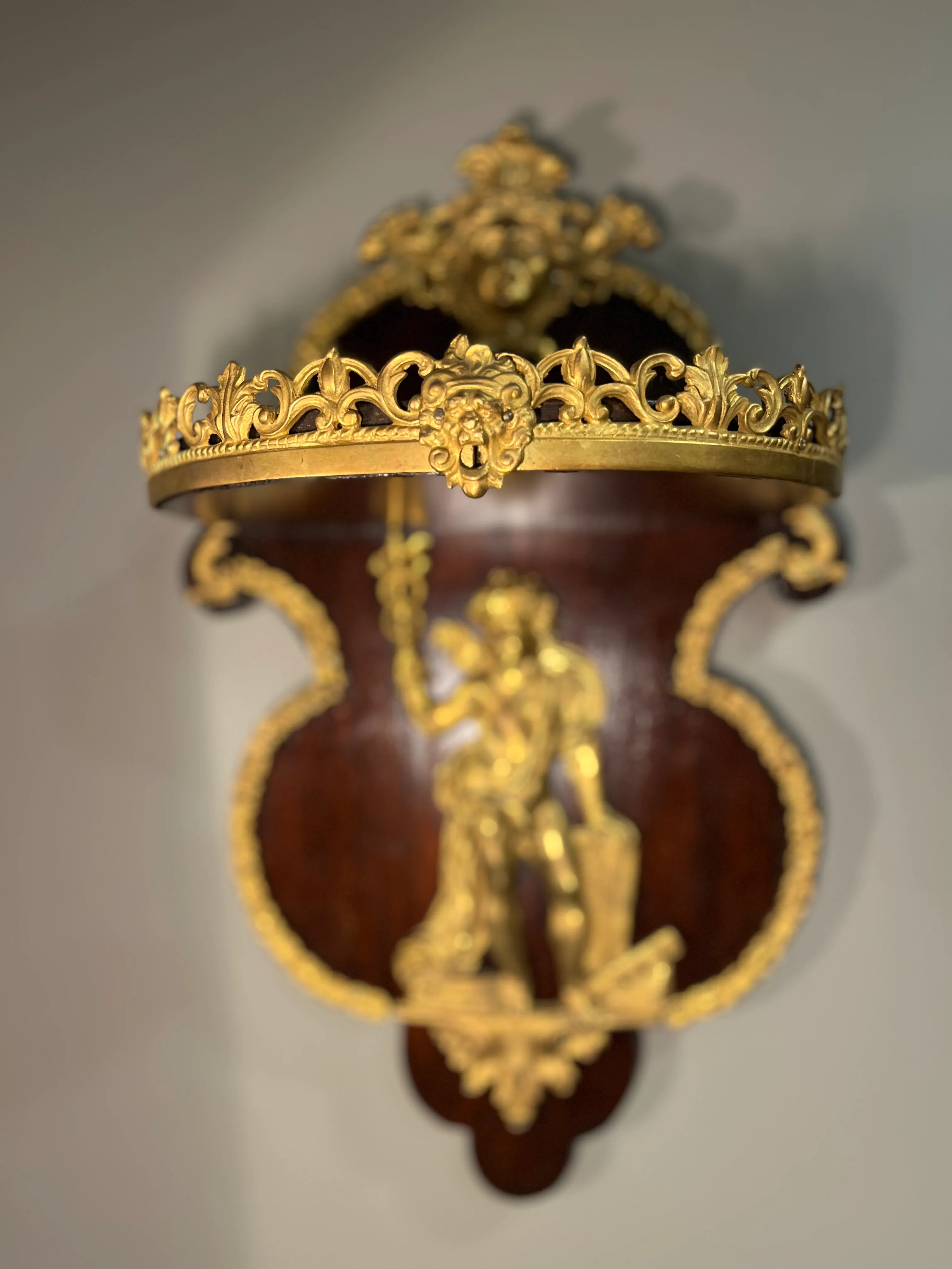19th Century Pair Napoleon III Mahogany and Ormolu Neoclassical Wall Brackets