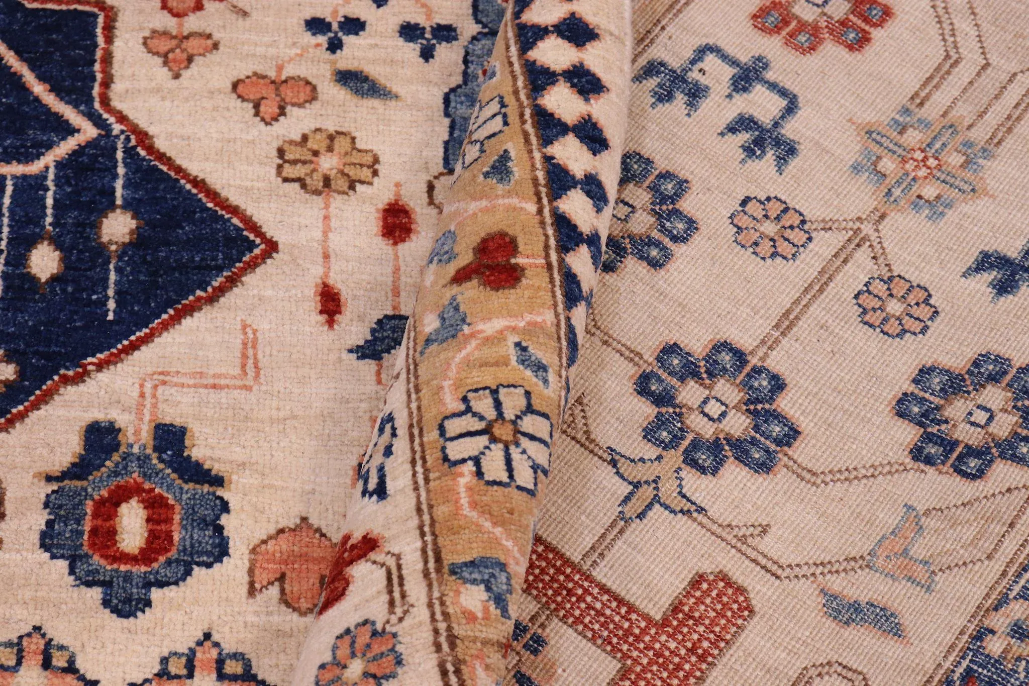 Southwestern Heriz Ziegler Beige Blue Hand-Knotted Rug-9\'10\'\' X 12\'7\'\'New San Judas Made Out Of Cement Perfect Gift ? 