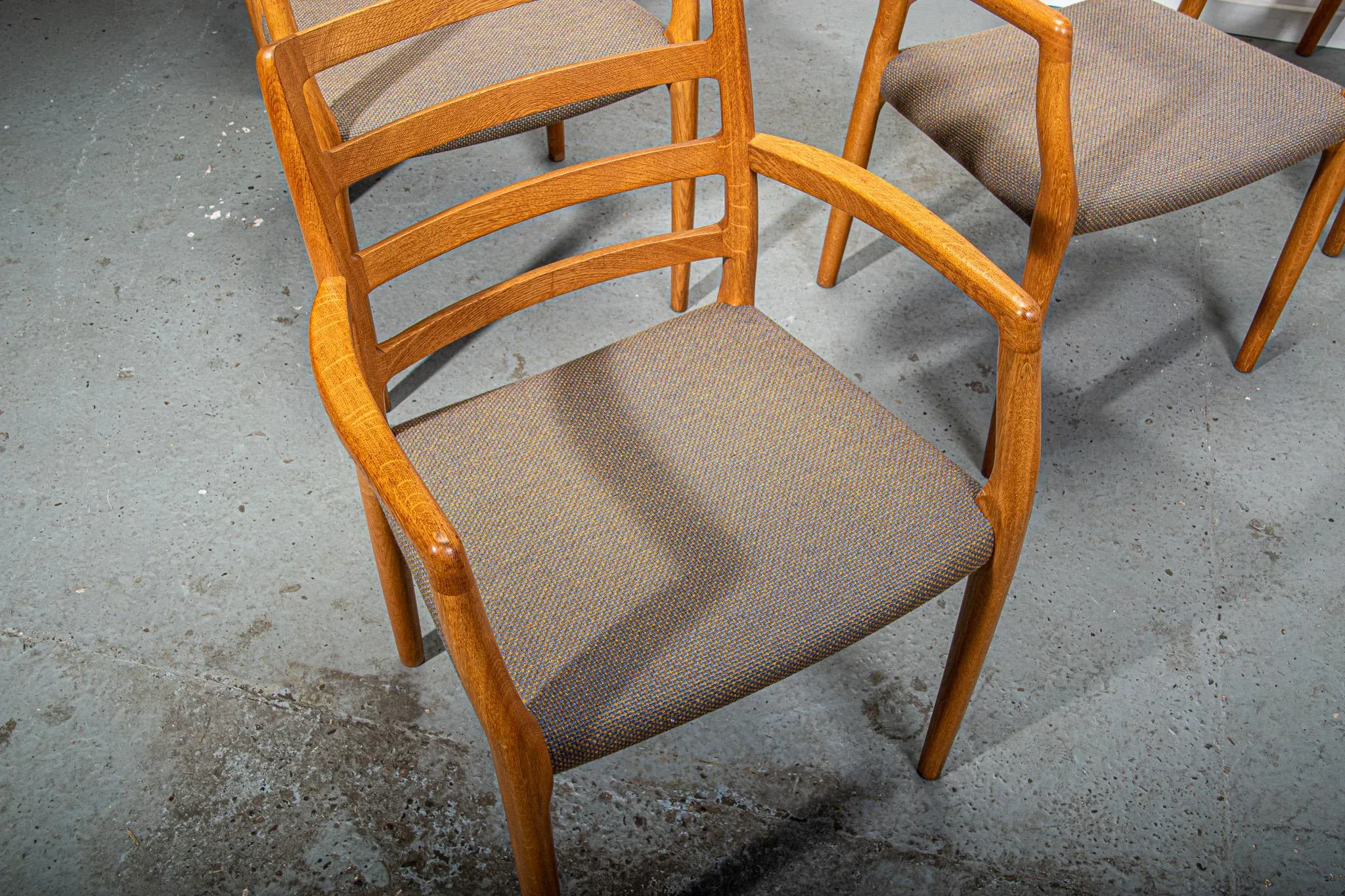 Model 68 Armchairs in Oak with Original Fabric by Niels Otto