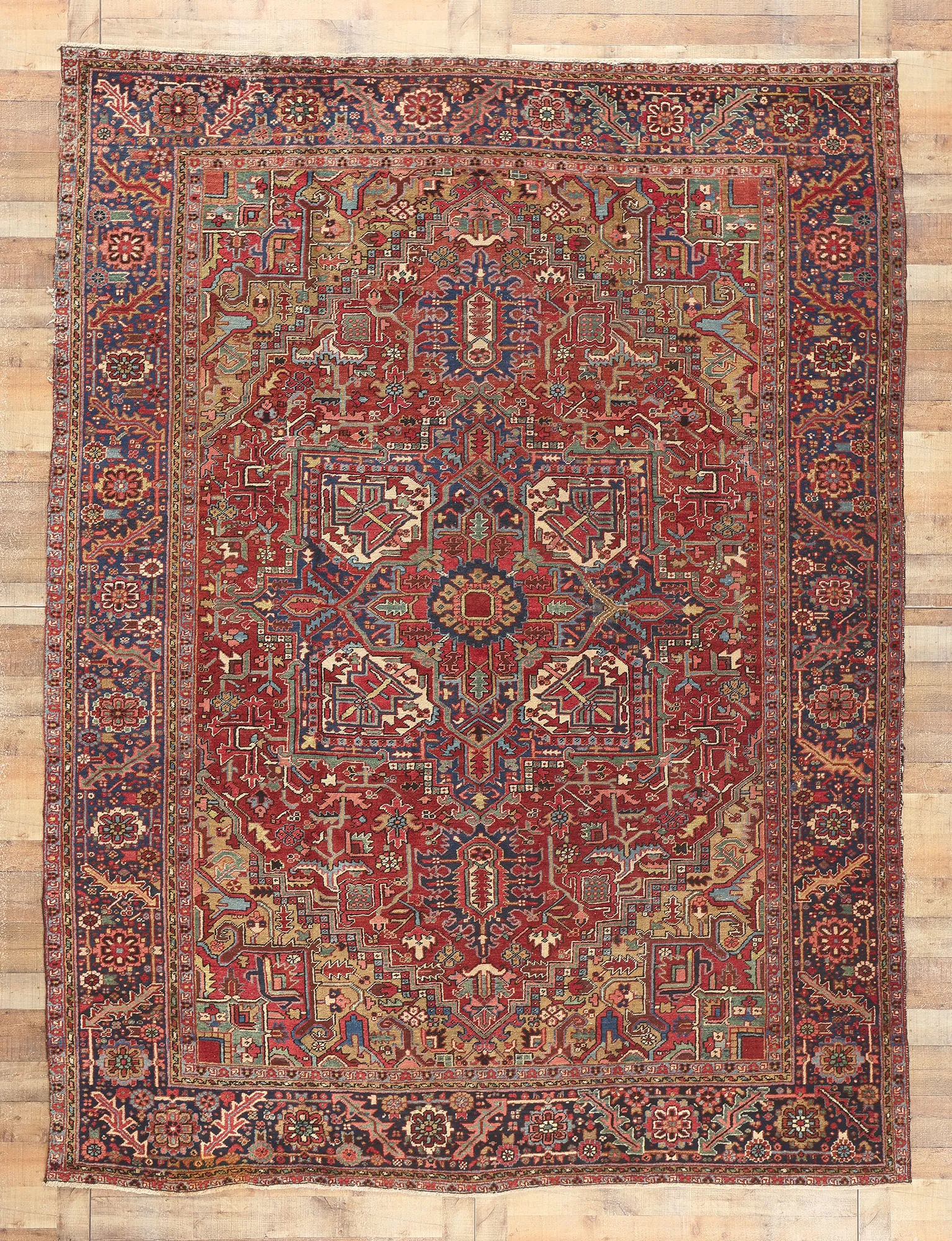 Mid 20th Century Vintage Persian Heriz Rug, 09'01 X 11'11 | Chairish