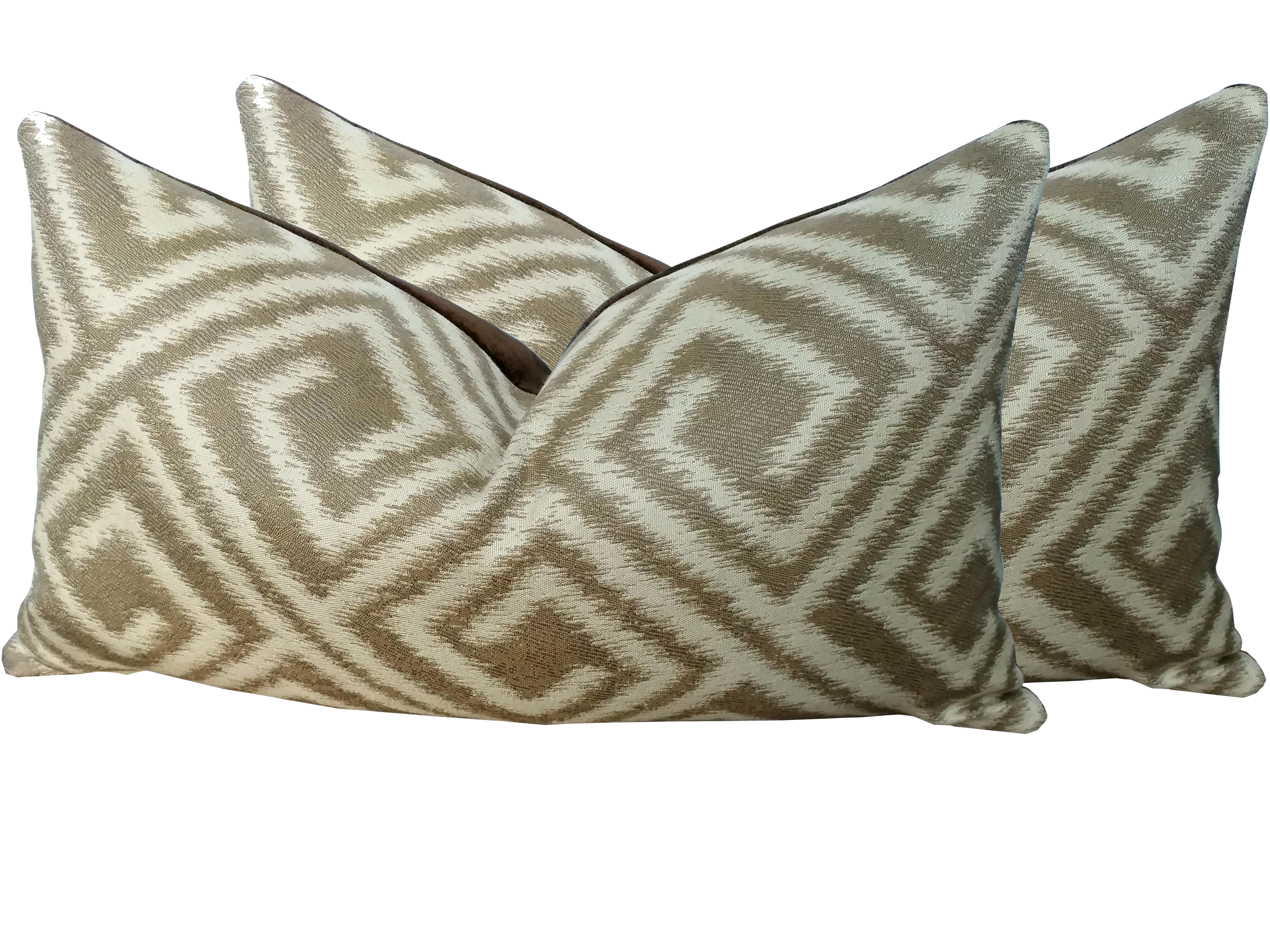 Lee Jofa Brown And Sand Greek Key Lumbar Pillows A Pair Chairish