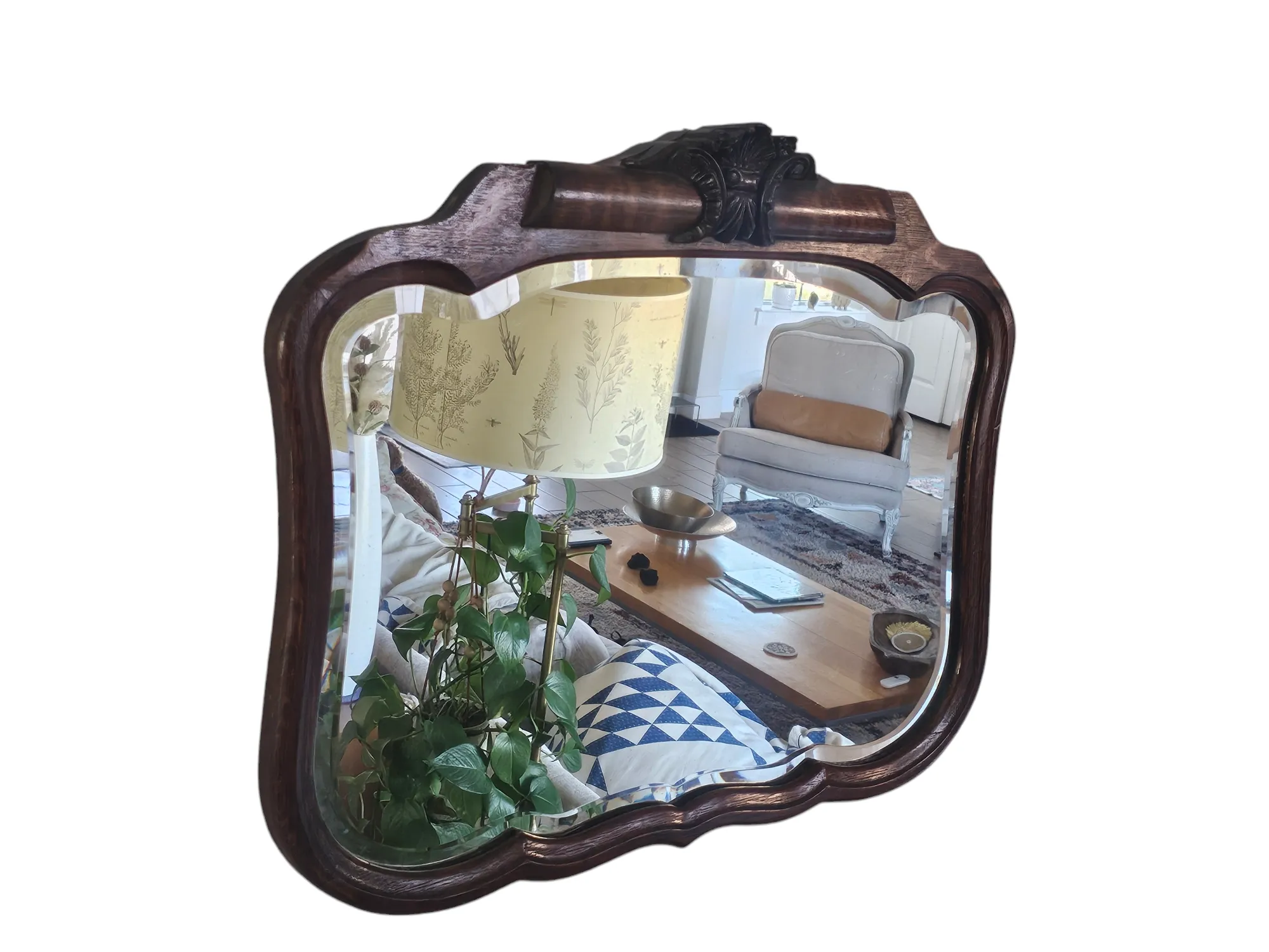 Antique Tiger Oak Mirror | Chairish