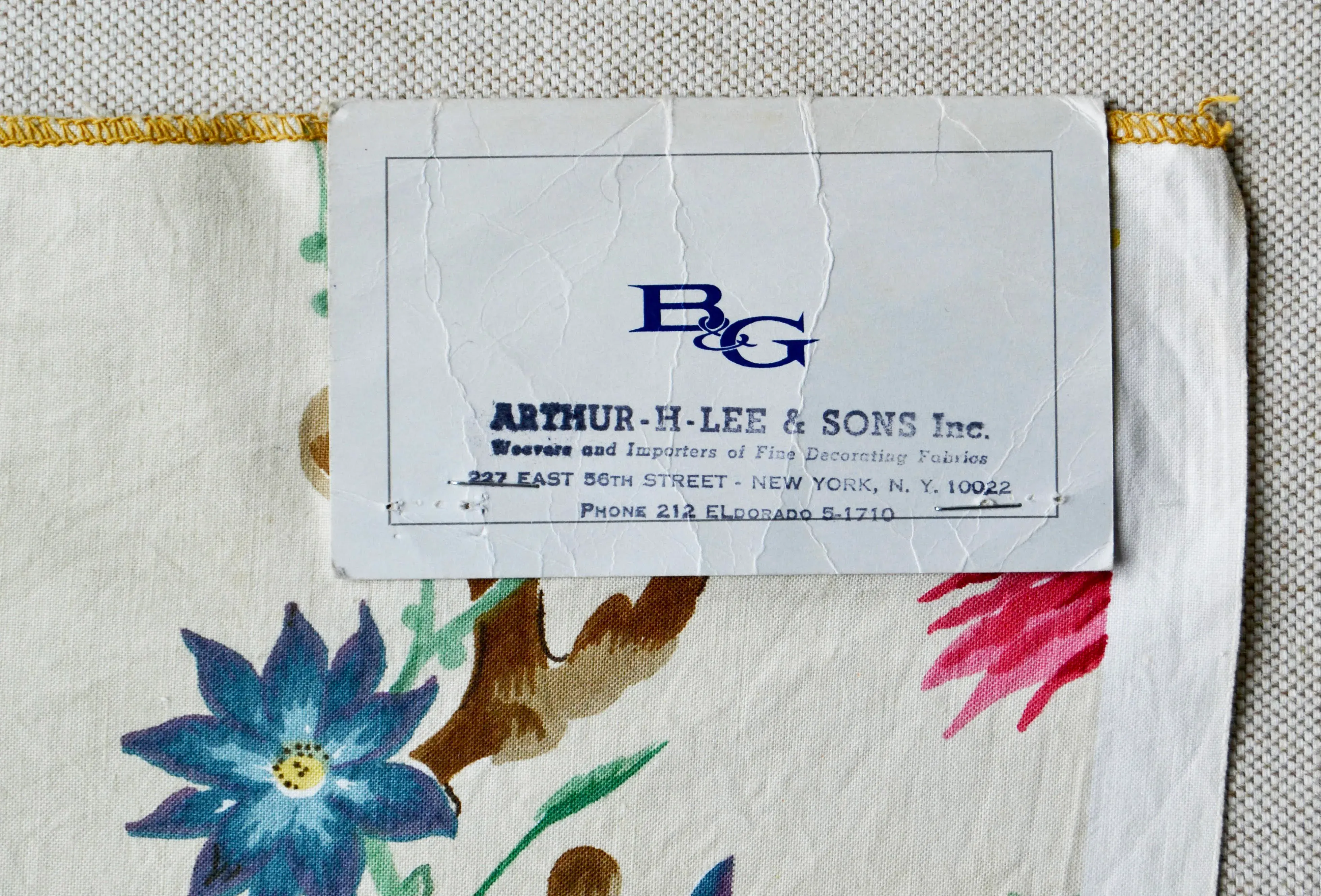 Mid Century Chinoiserie Printed Cotton Fabric Sample by
