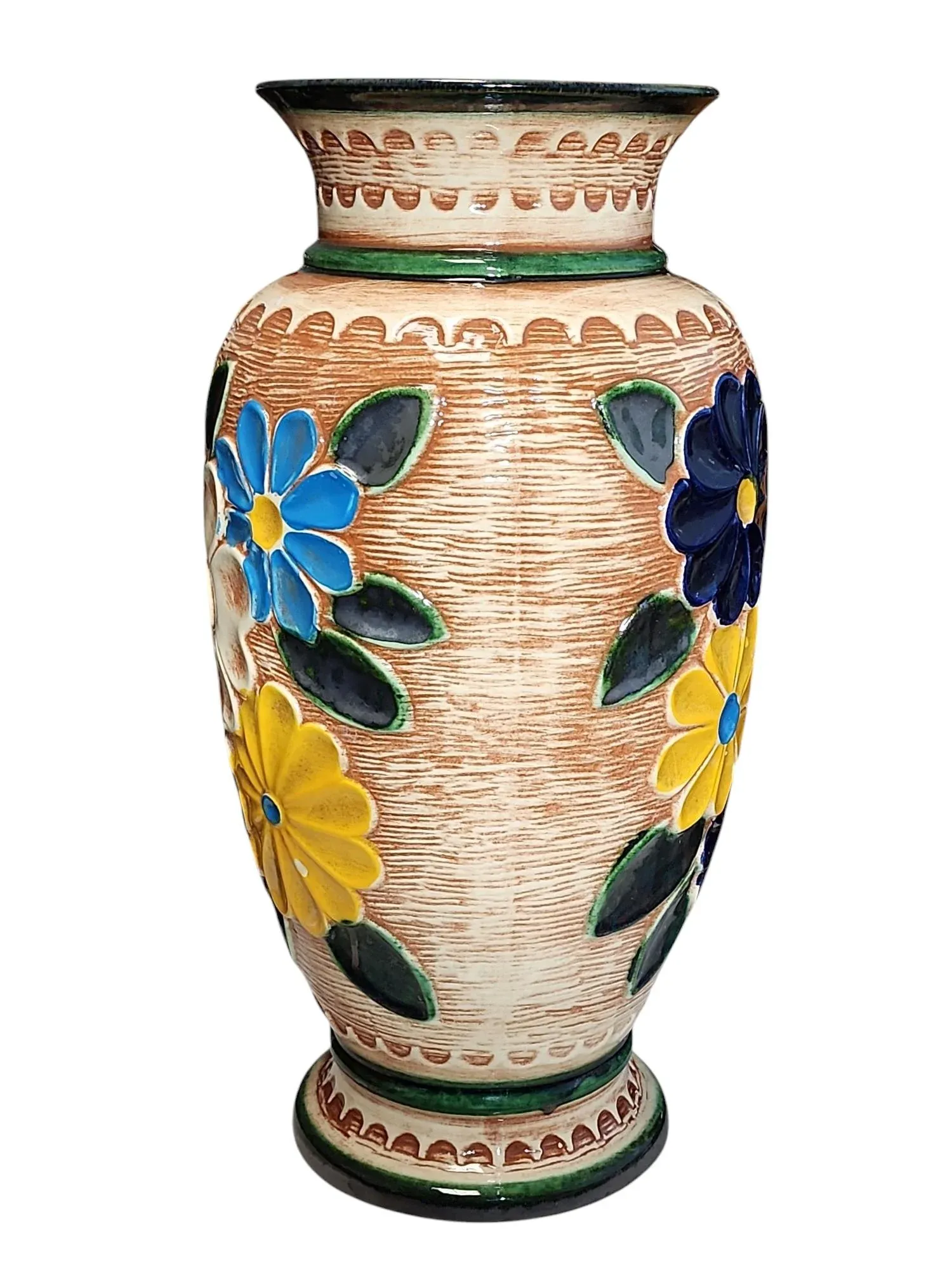 1960s Bay Keramik Large Floral Vase | Chairish