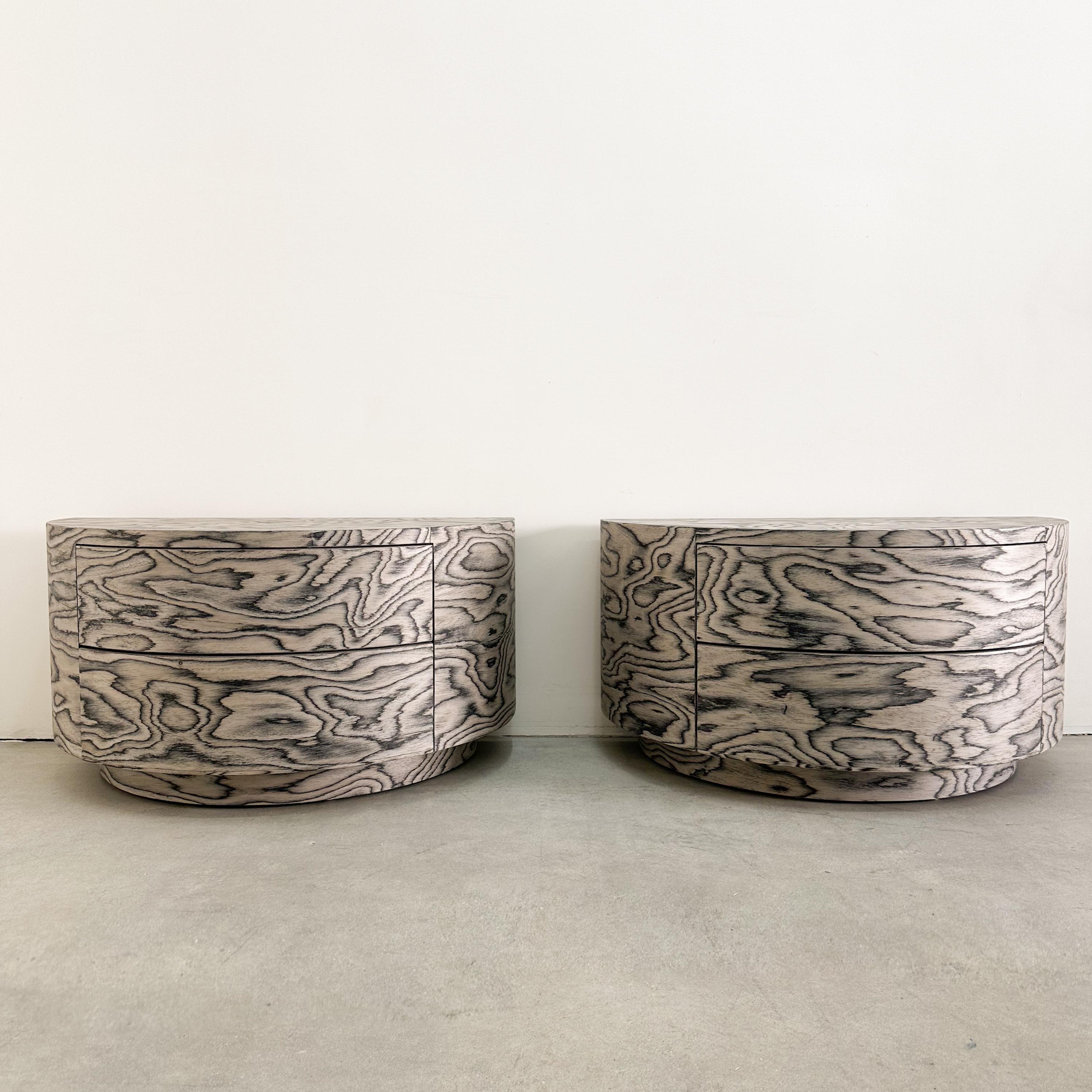 Vintage Postmodern Semicircle Halfmoon Nightstands in Ettore