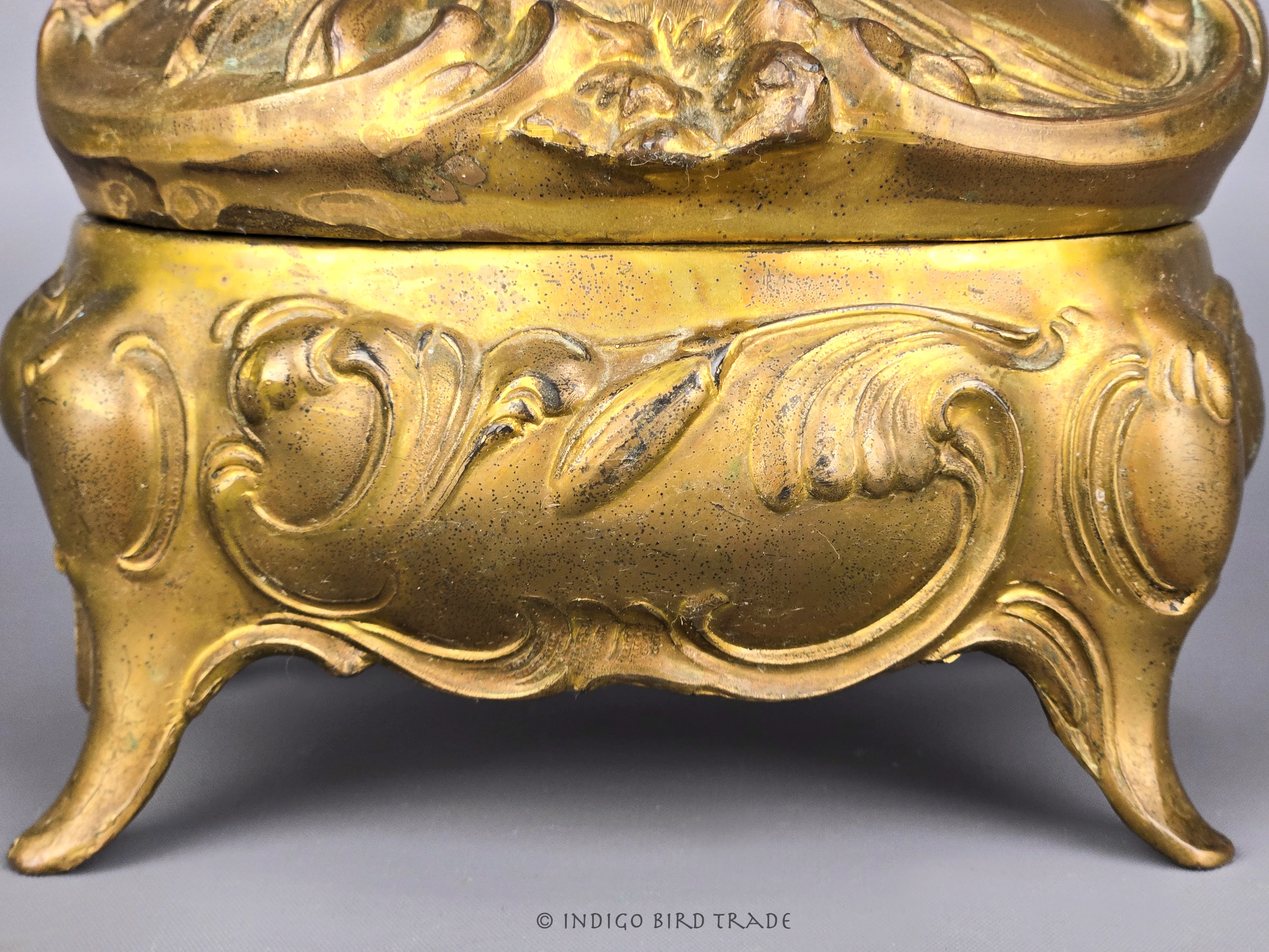 1900's Large French Art Nouveau Gilt Metal Jewelry Box Chairish