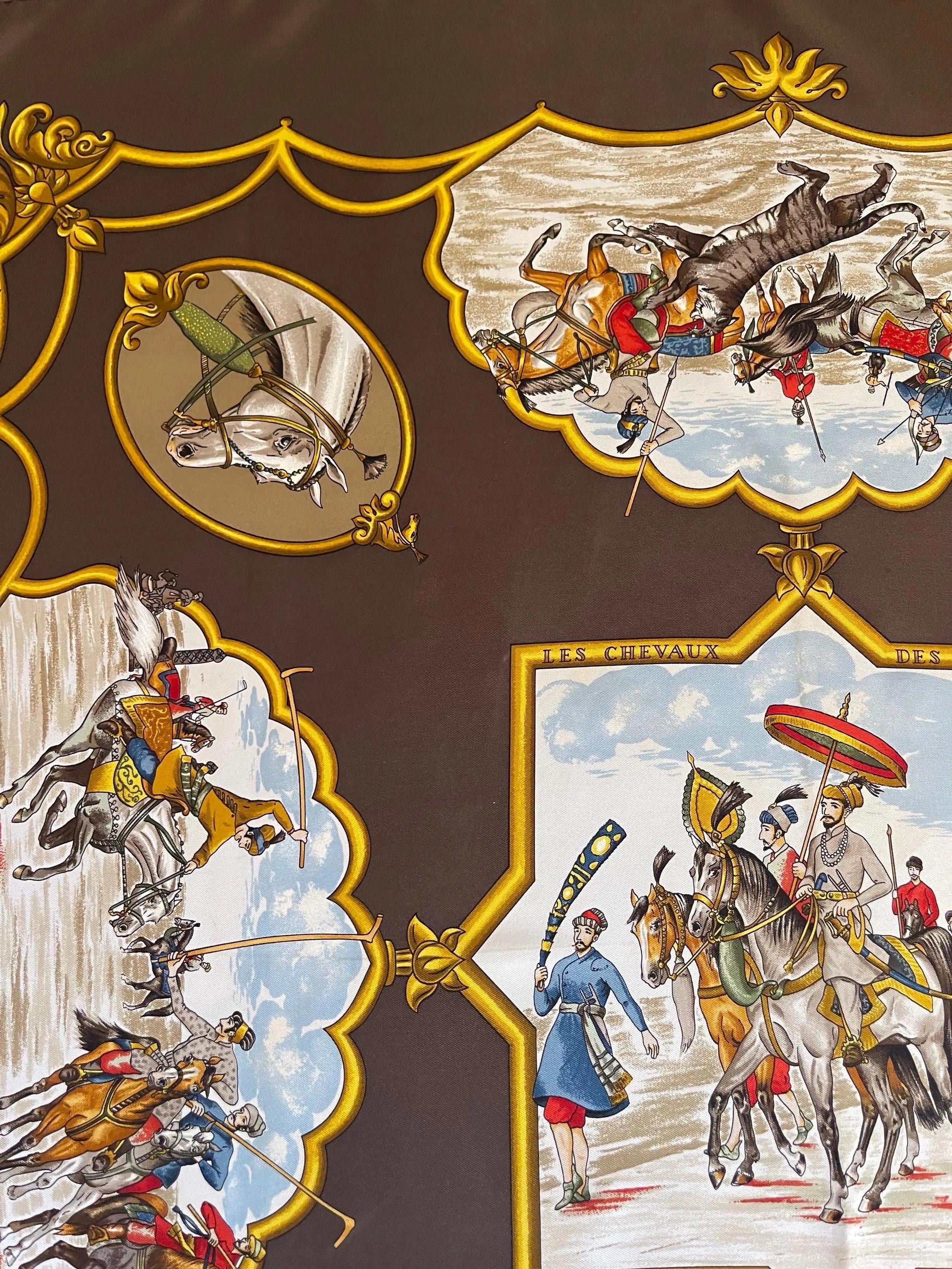 Hermès Silk Scarf “Les Chevaux Des Moghols” 1997 | Chairish