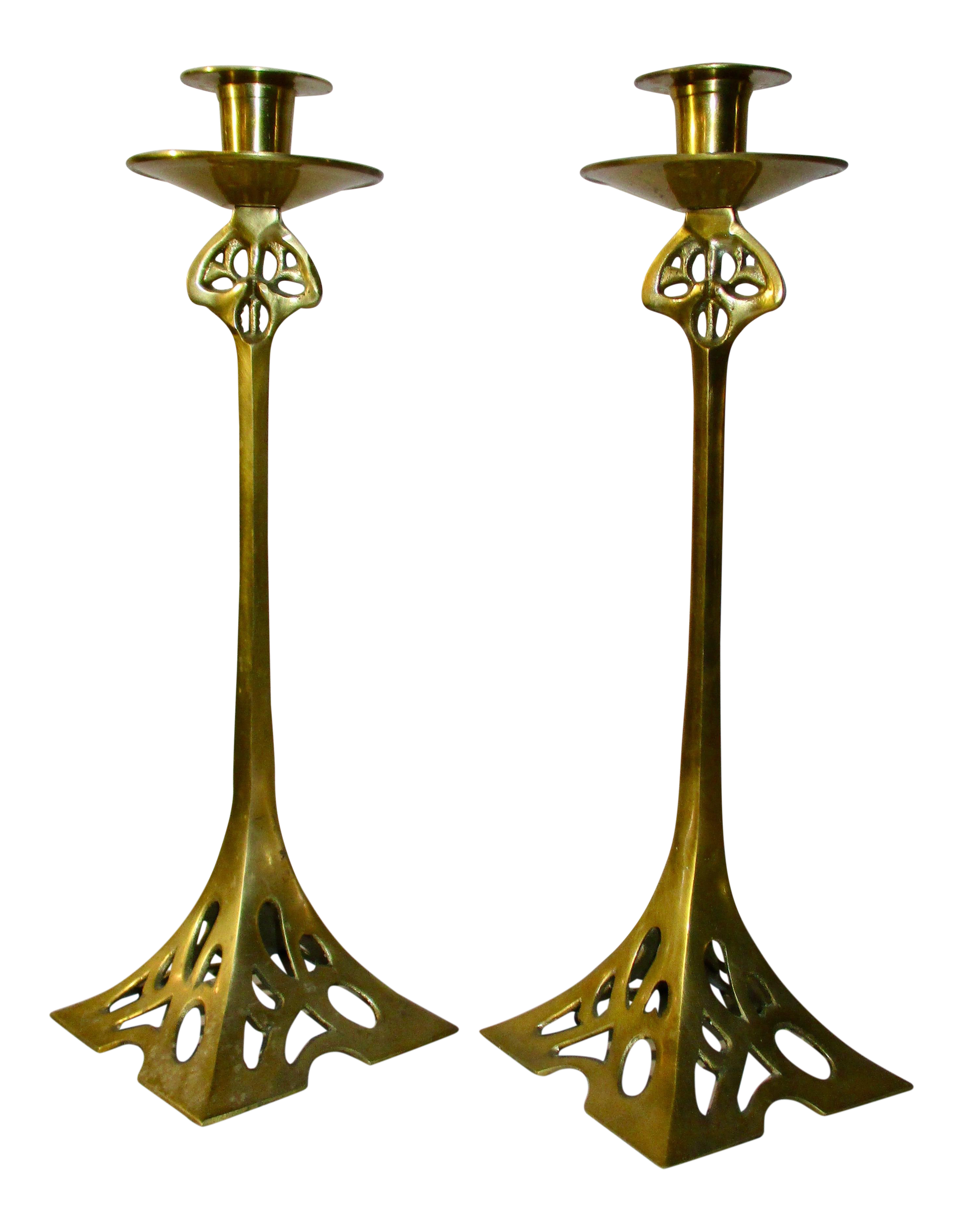 Brass Art Nouveau Candlesticks A Pair Chairish
