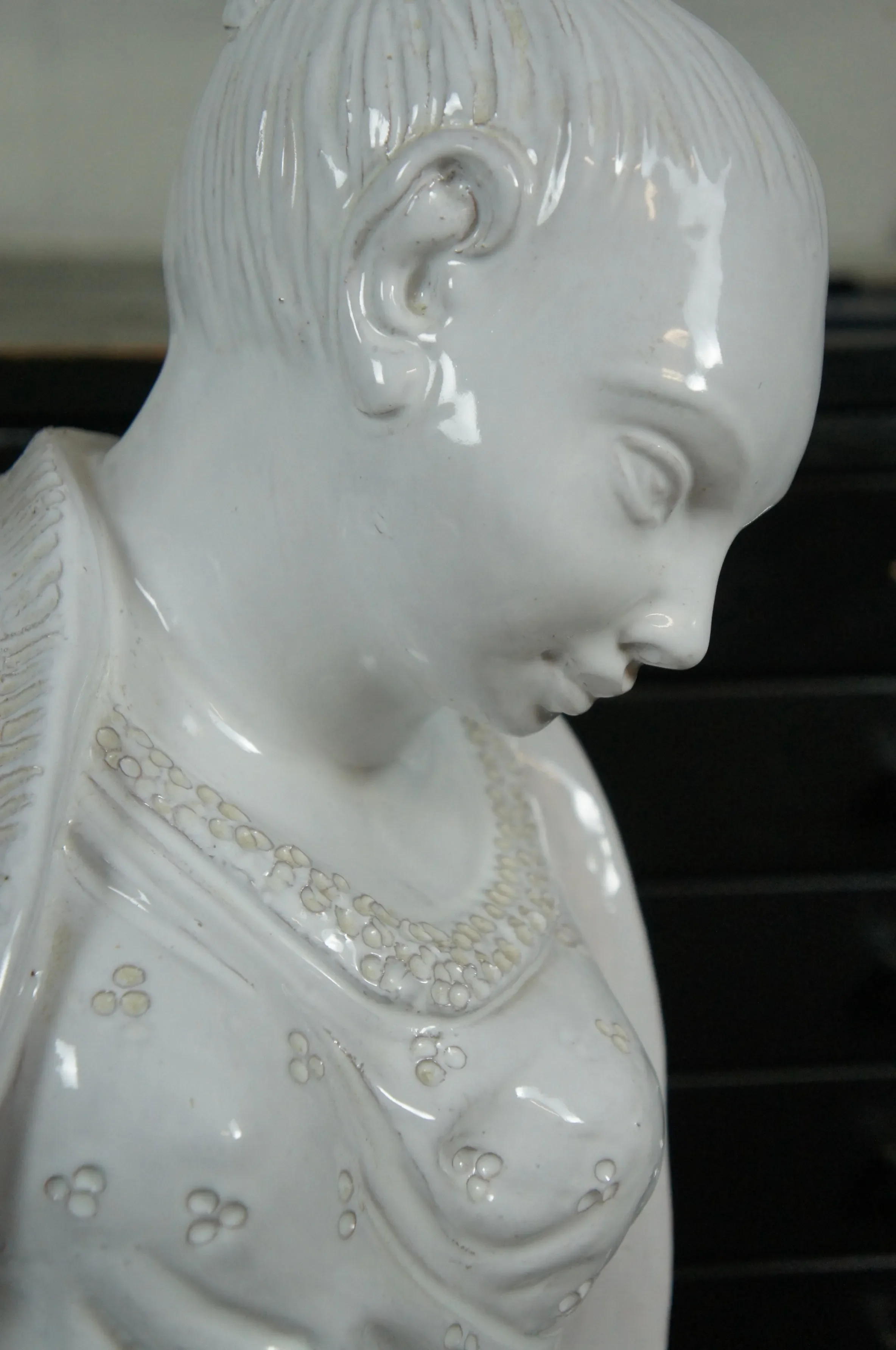 1960s Ethan Allen Blanc De Chine Terracotta Pedestal Sculpture