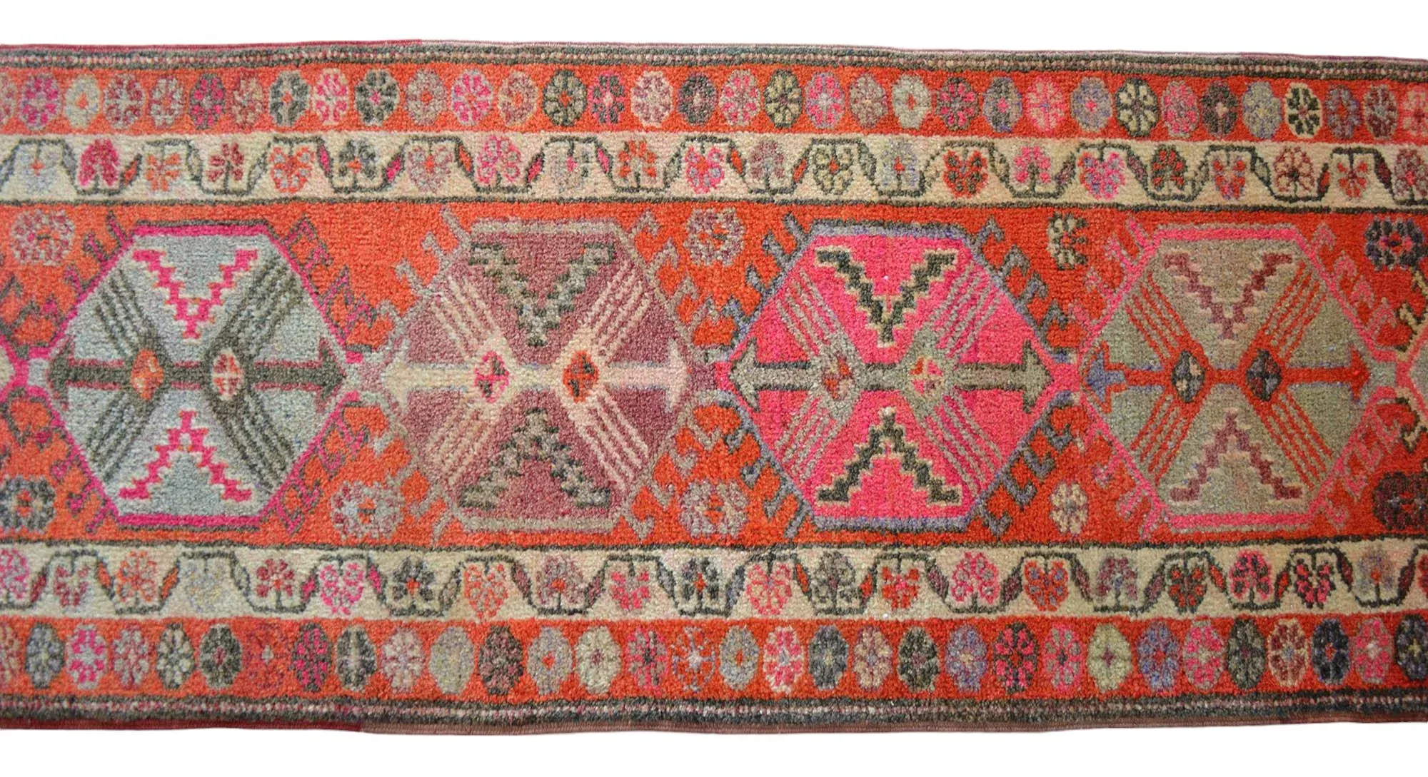1970s Vintage Hand Knotted Tribal Kurdish Runner