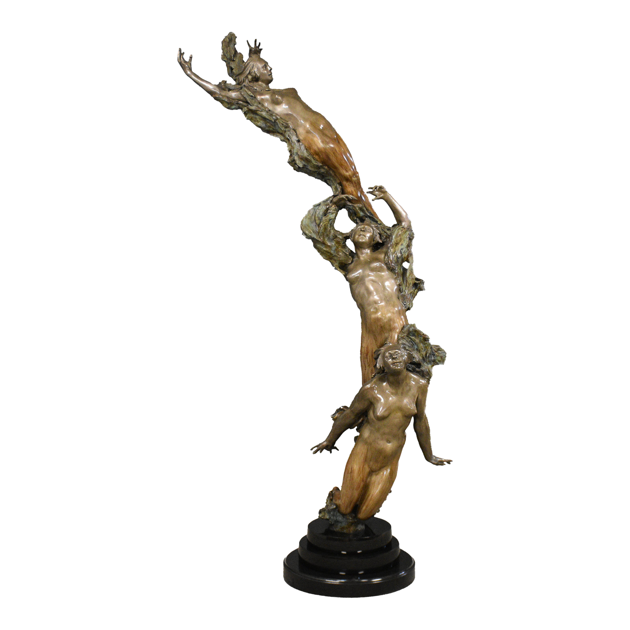 1990s Spiral Helix X Bronze Statue by Mary Louise Snowden