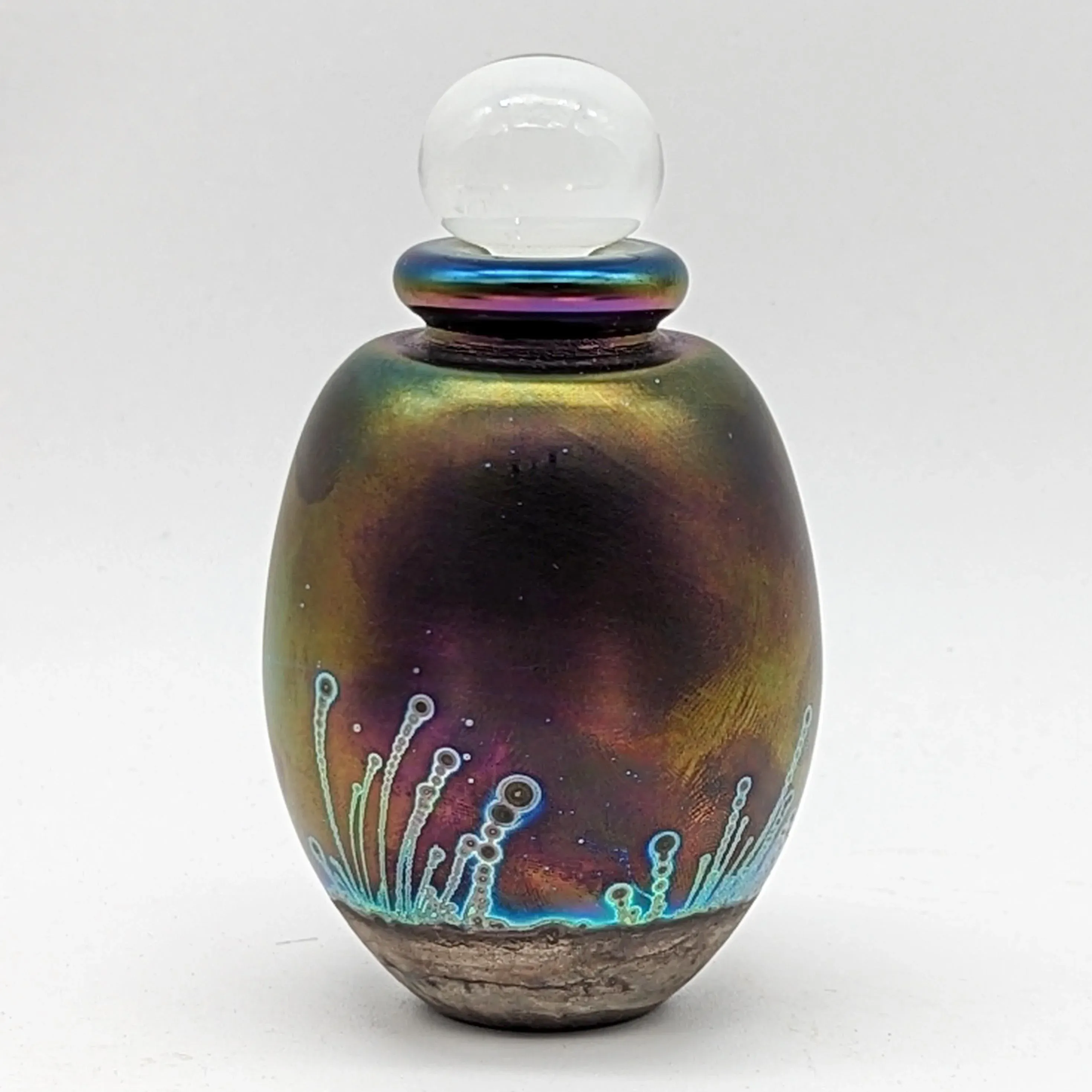 Robert Eickholt Signed Iridescent Art Glass Perfume Bottle