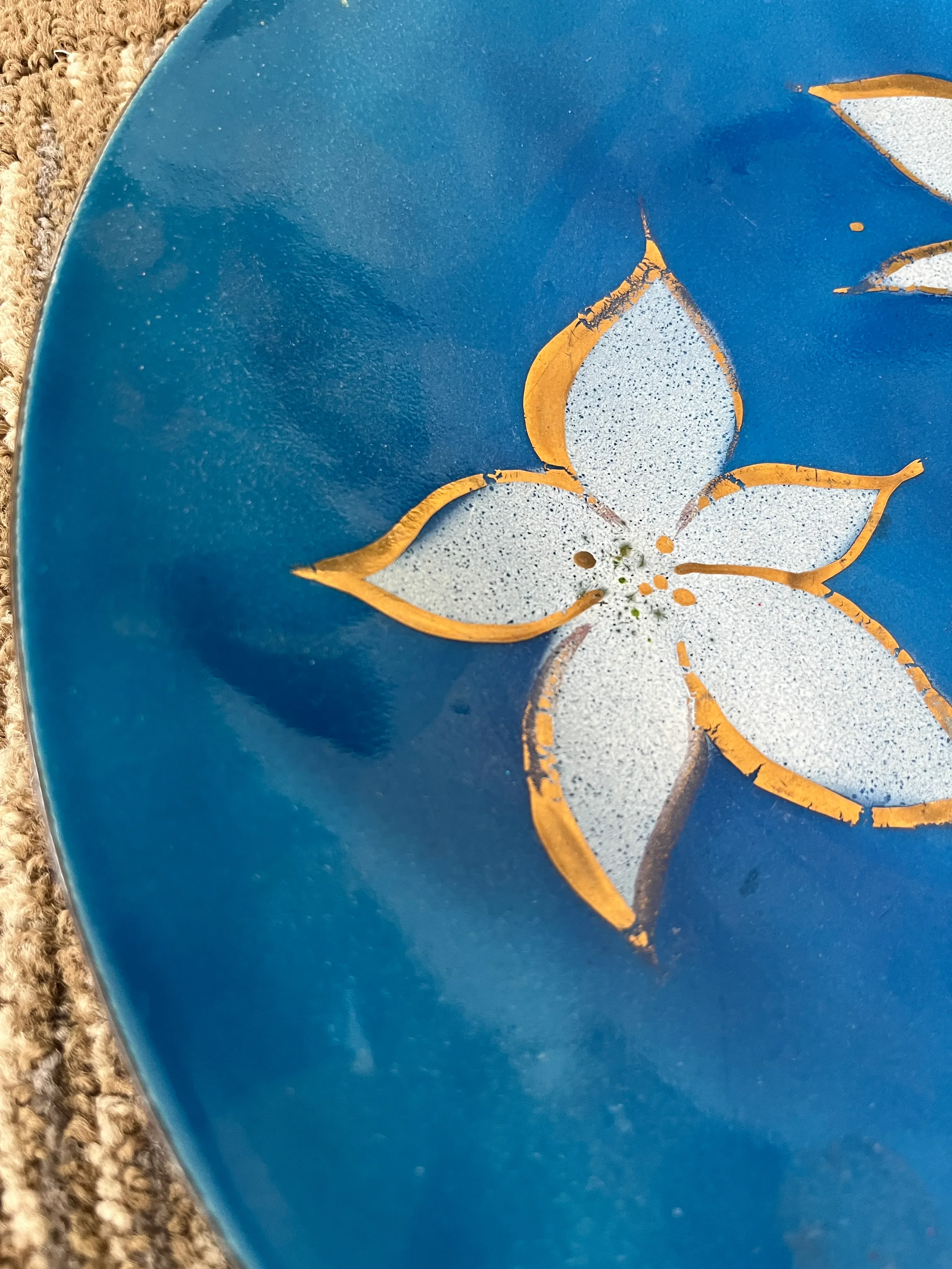 Mid 20th Century Edward Winter Signed Copper Blue Enamel Plate