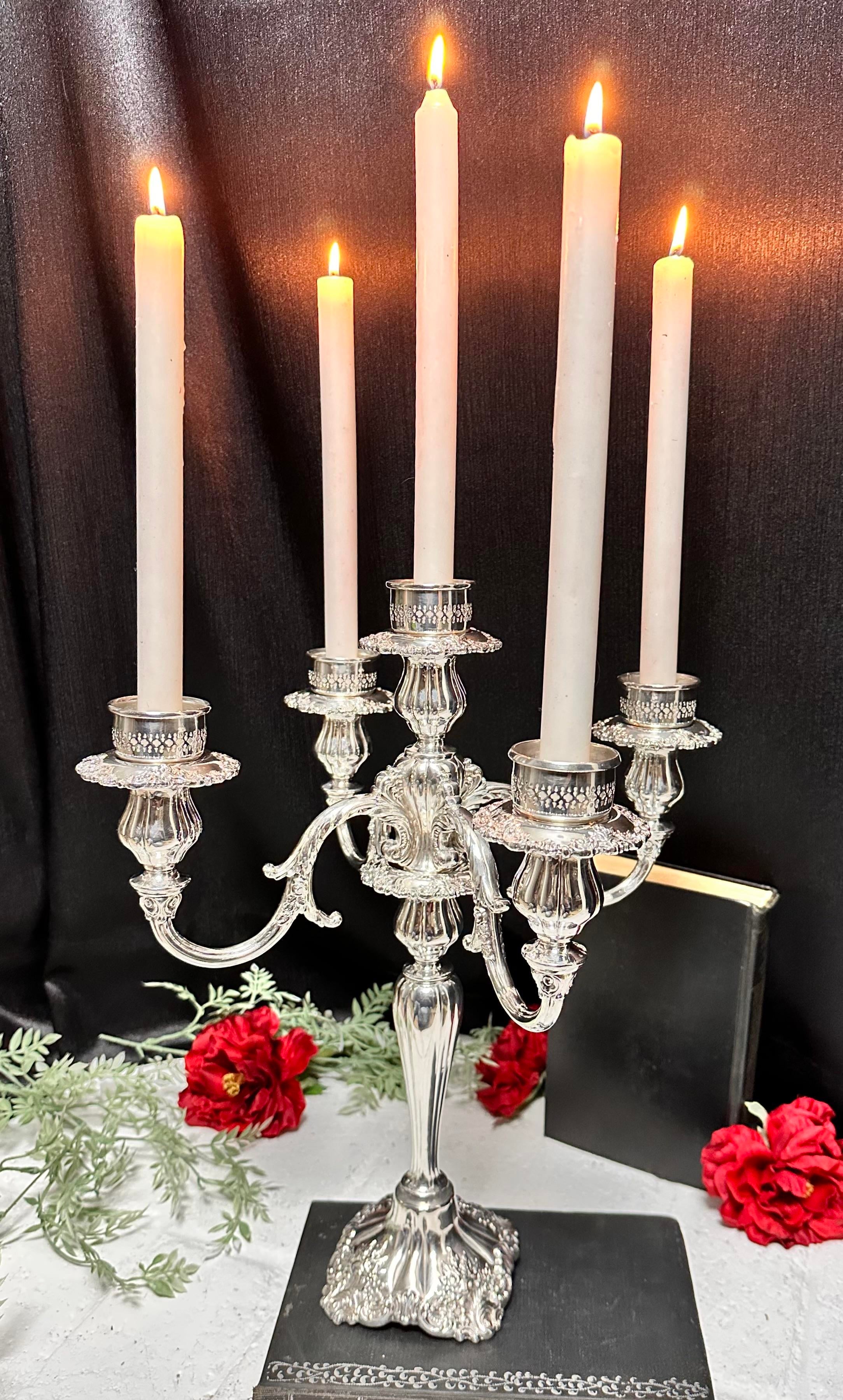 Vintage clearance silver candelabra