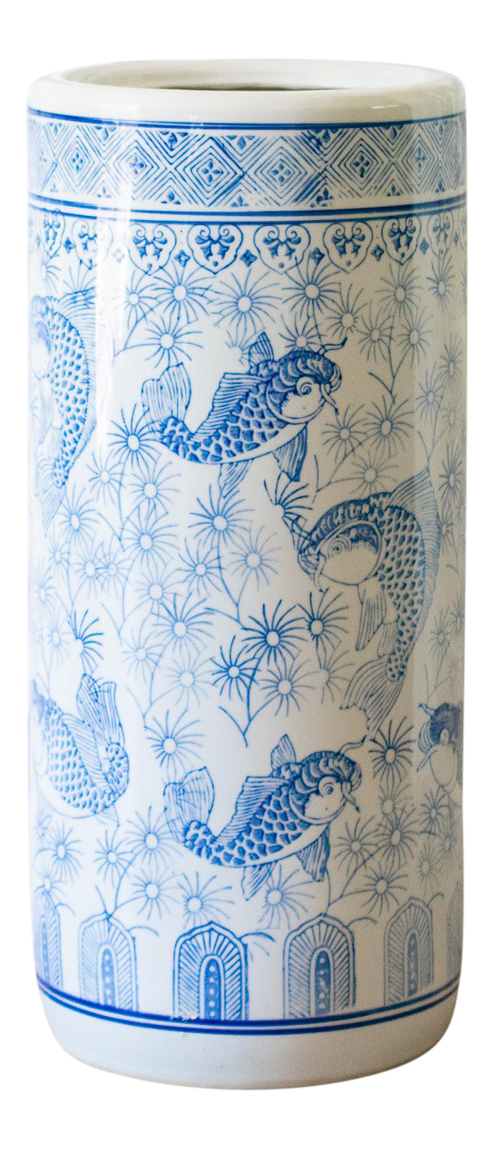 ceramic umbrella holder on 1980s Blue Koi Fish Chinoiserie Ceramic Umbrella Holder Chairish