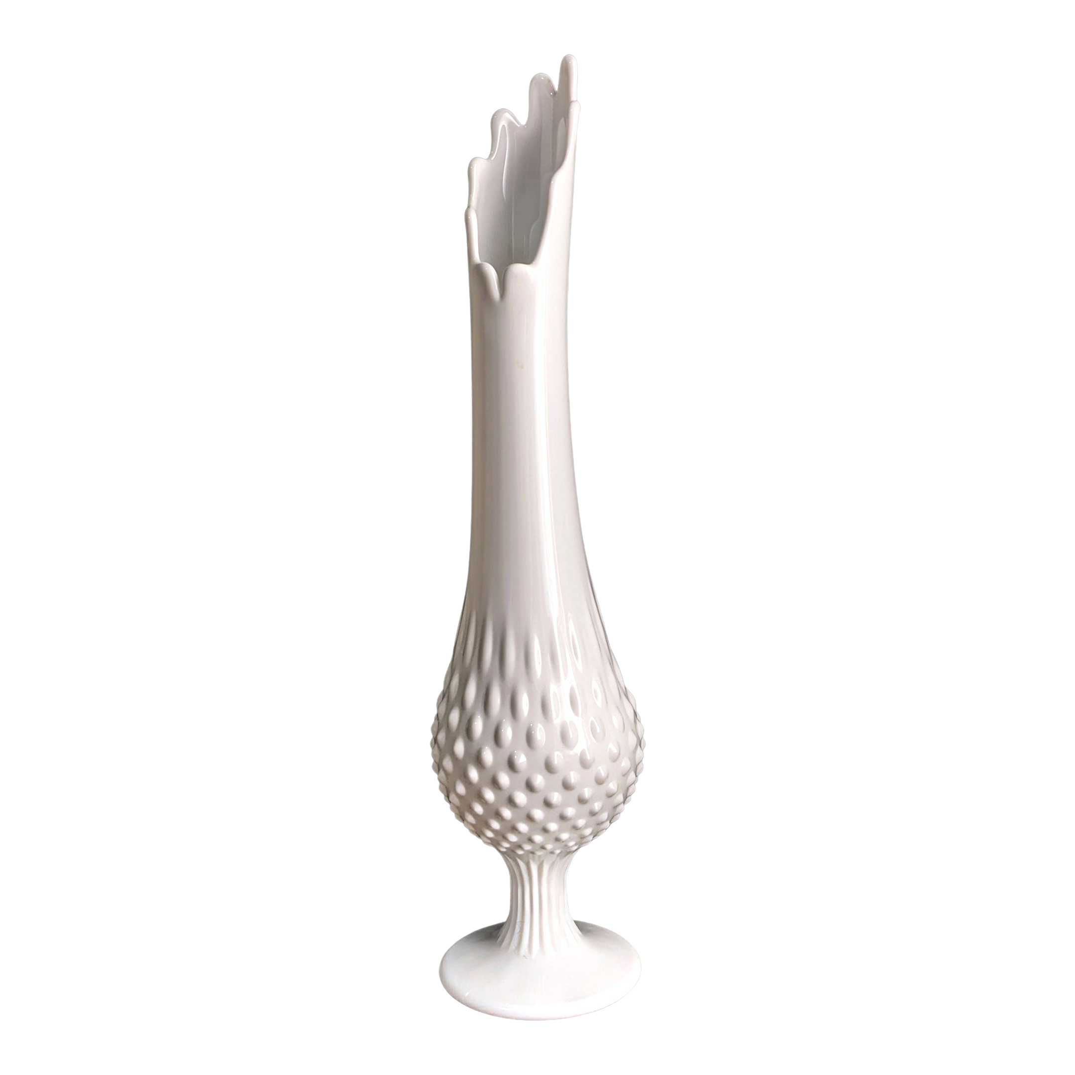Mid 20th Century Tall Fenton Hobnail Milk Glass Swung Vase Chairish