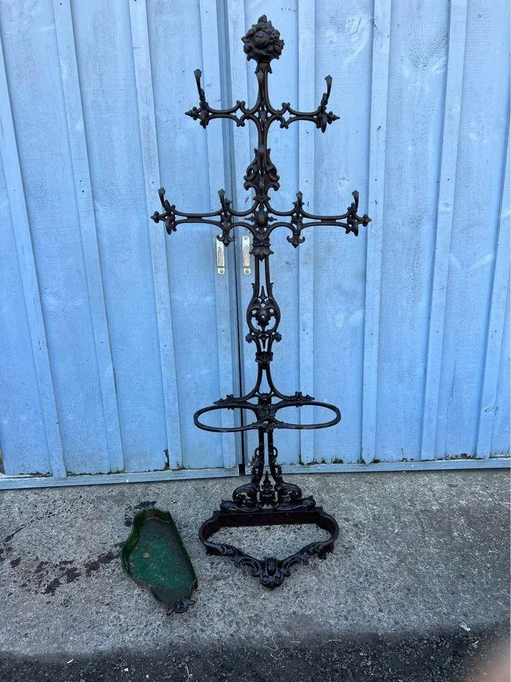 19th Century Cast Iron Hall Tree Coat Rack Umbrella Stand Chairish