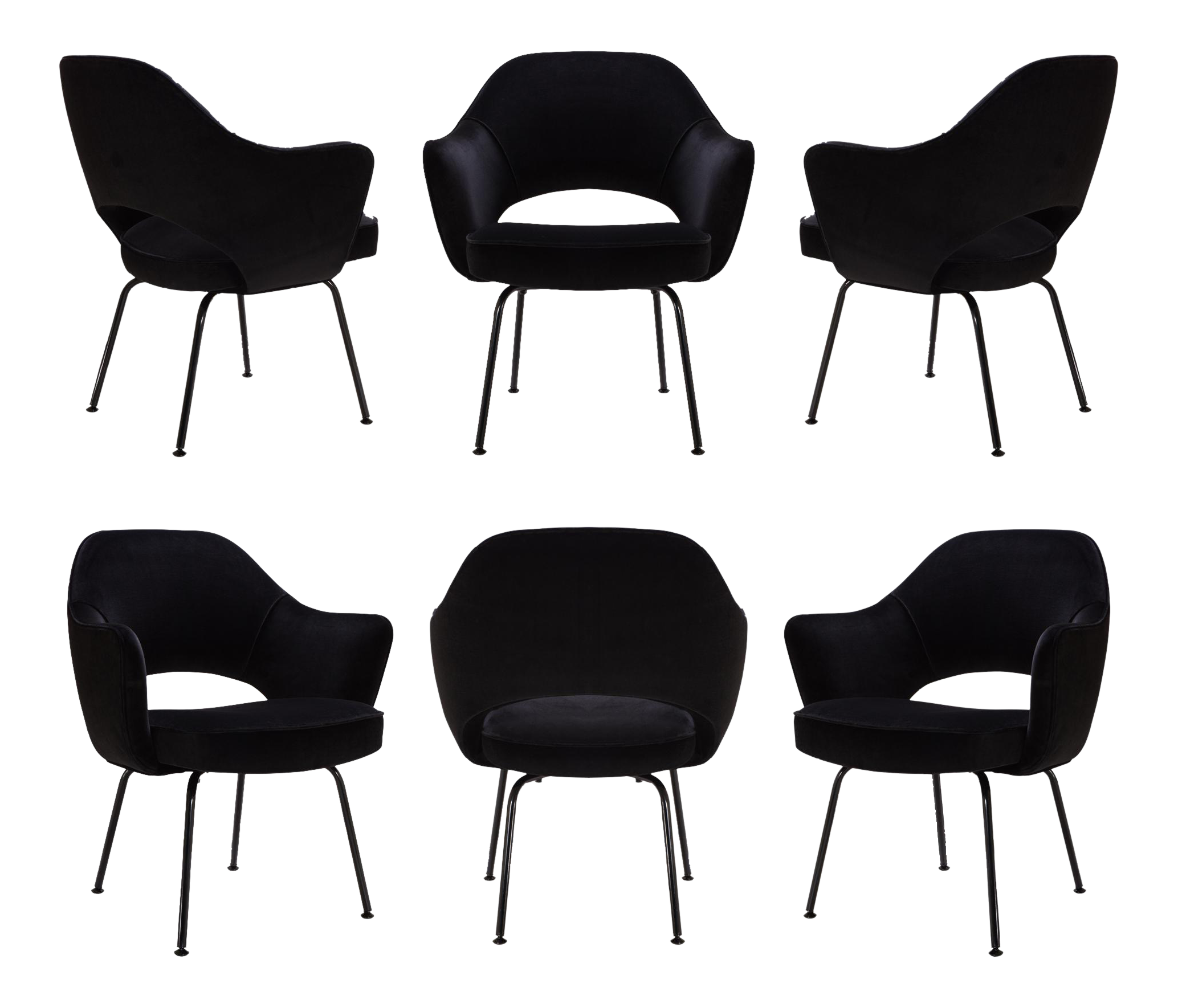 Original Vintage Saarinen Executive Arm Chairs, Custom Restored Black