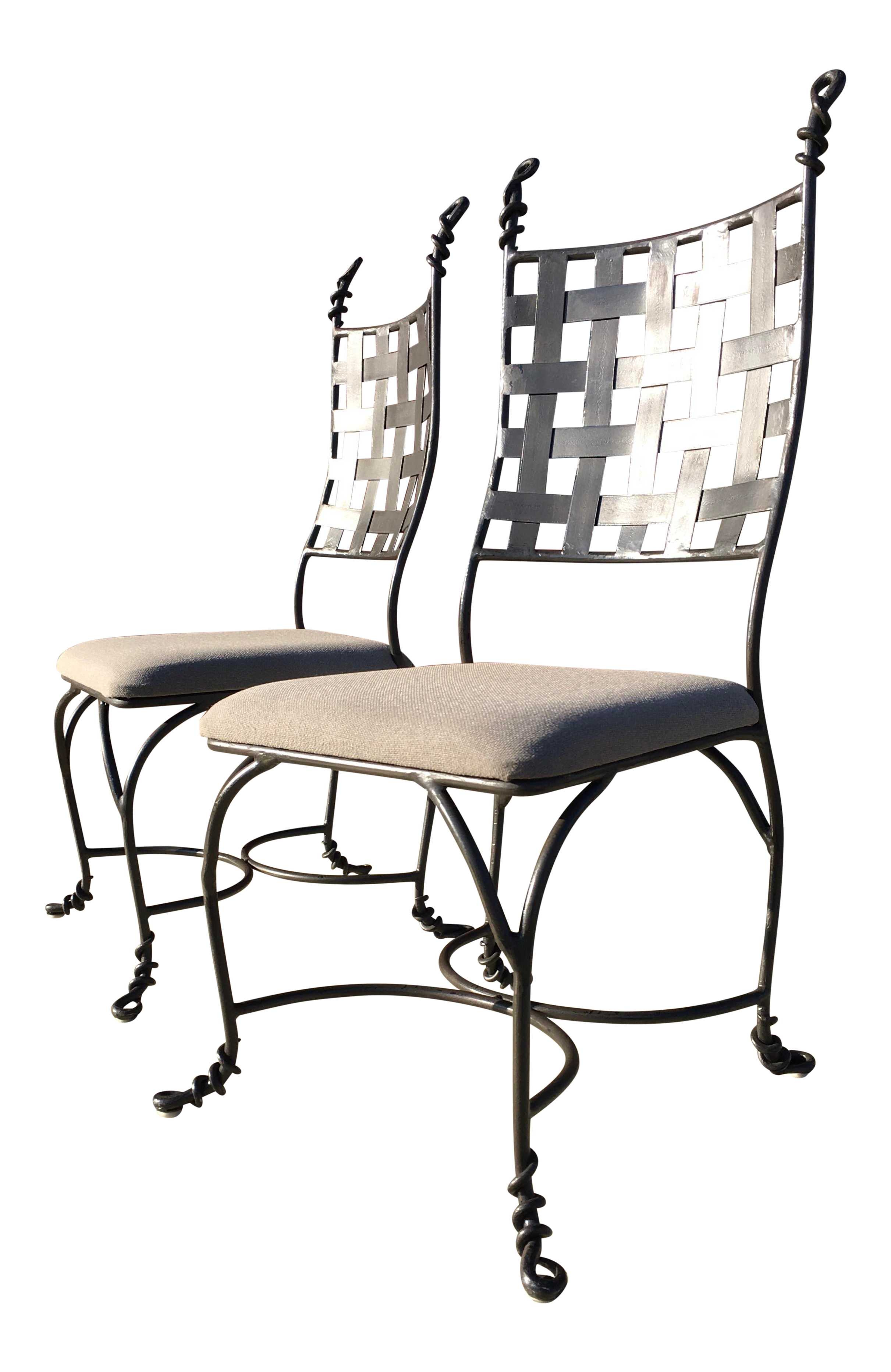 Heavy Wrought Iron Dining Chairs Giacometti Style A Pair Chairish