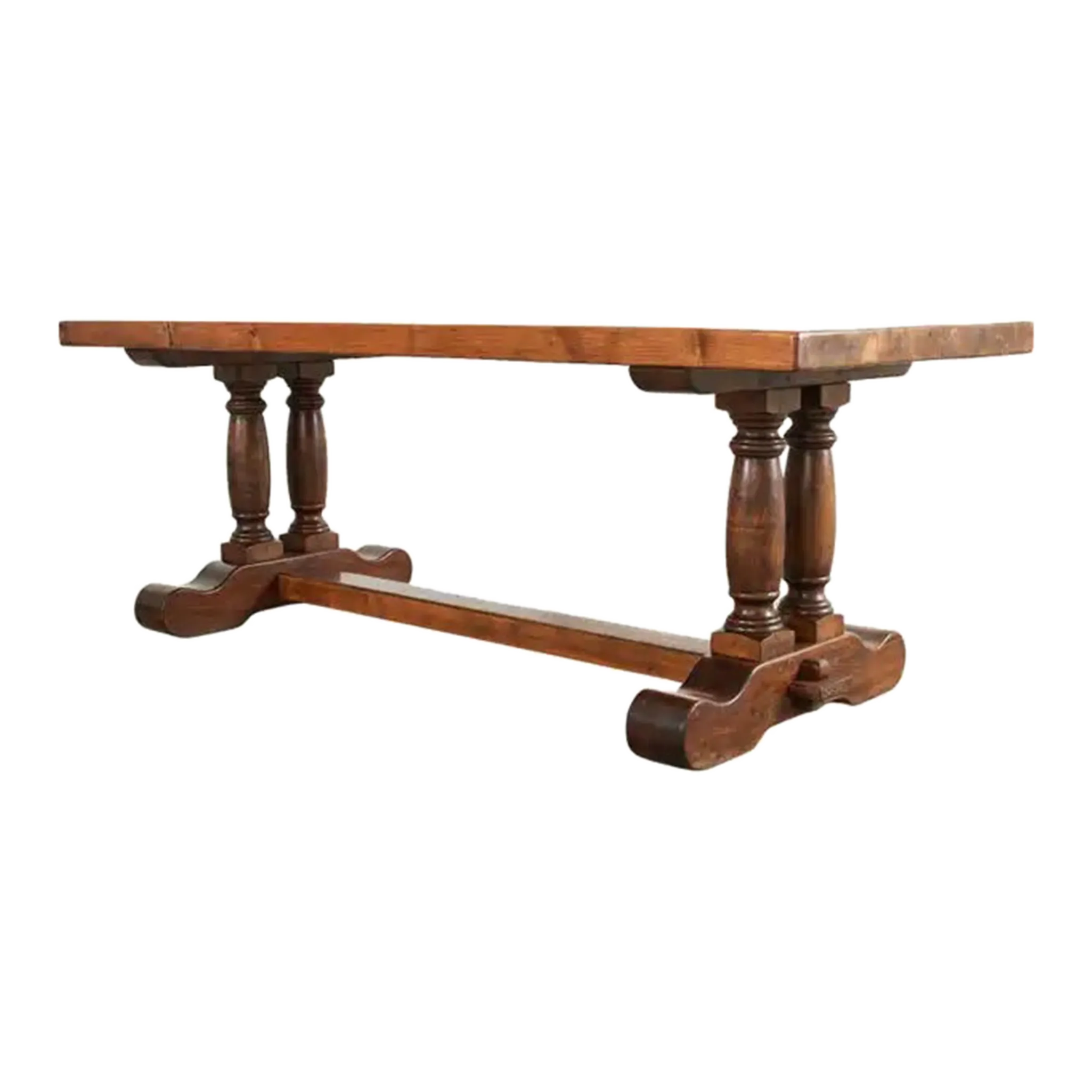 Country French Walnut Farmhouse Trestle Dining Table