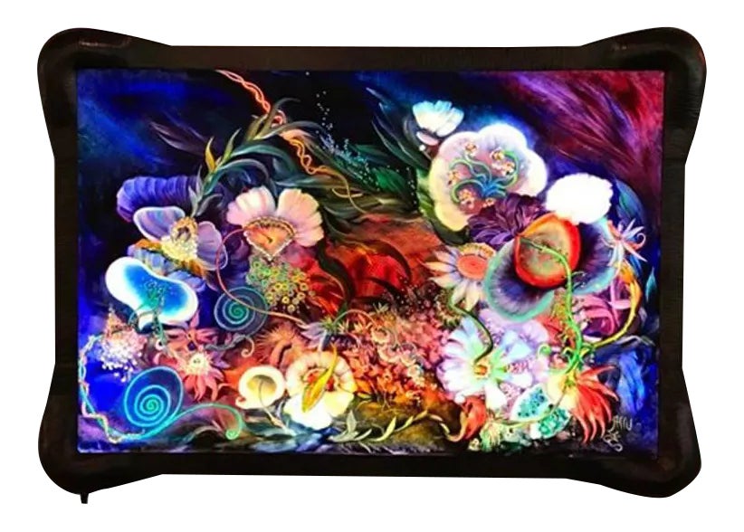 Signed Original Ulla Darni Illuminating Flat Glass Painting 
