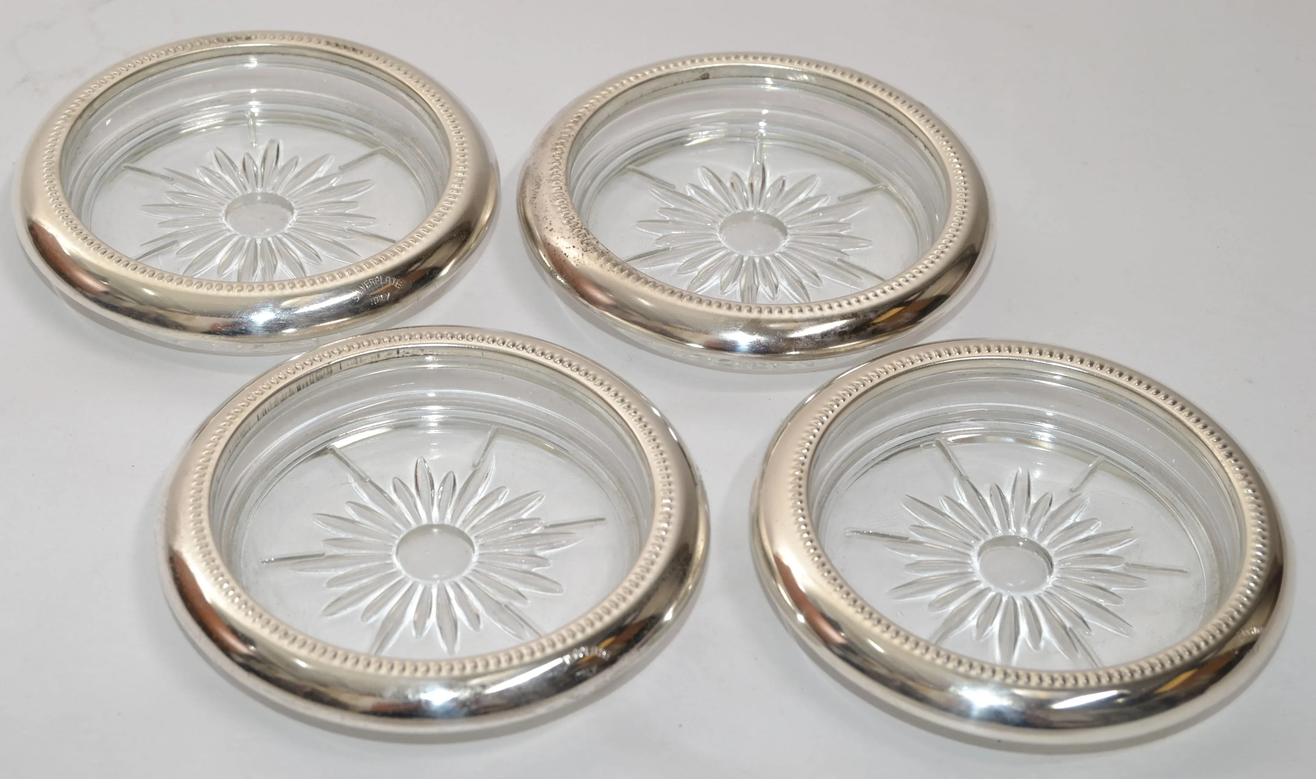 1980s Leonard Marked Italy Silverplate & Crystal Wine Glass