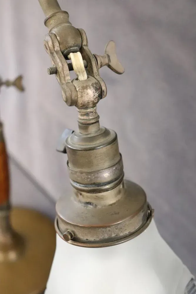 Vintage Brass and Glass Table Lamp, 1930s
