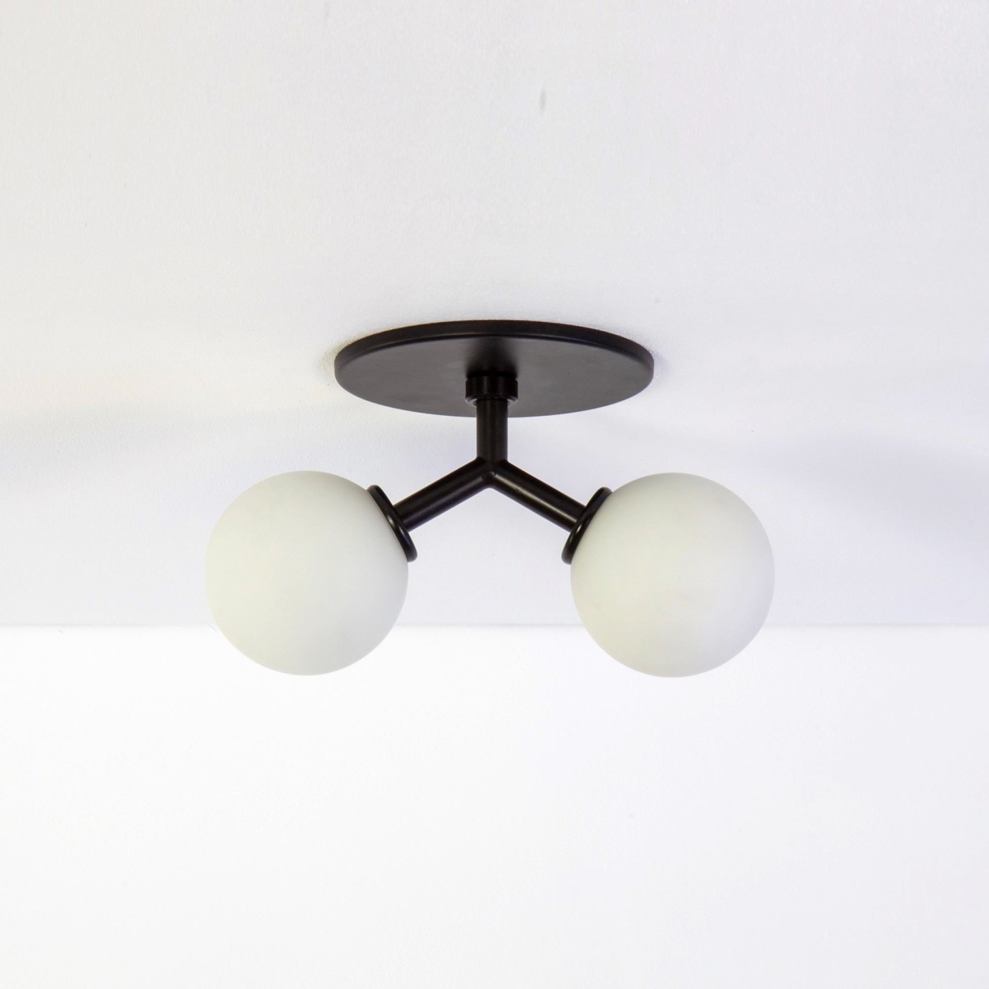 Y Flush Mount, Modern, 3 Inches Glass Globes, by Research.Lighting, Modern, Minimal