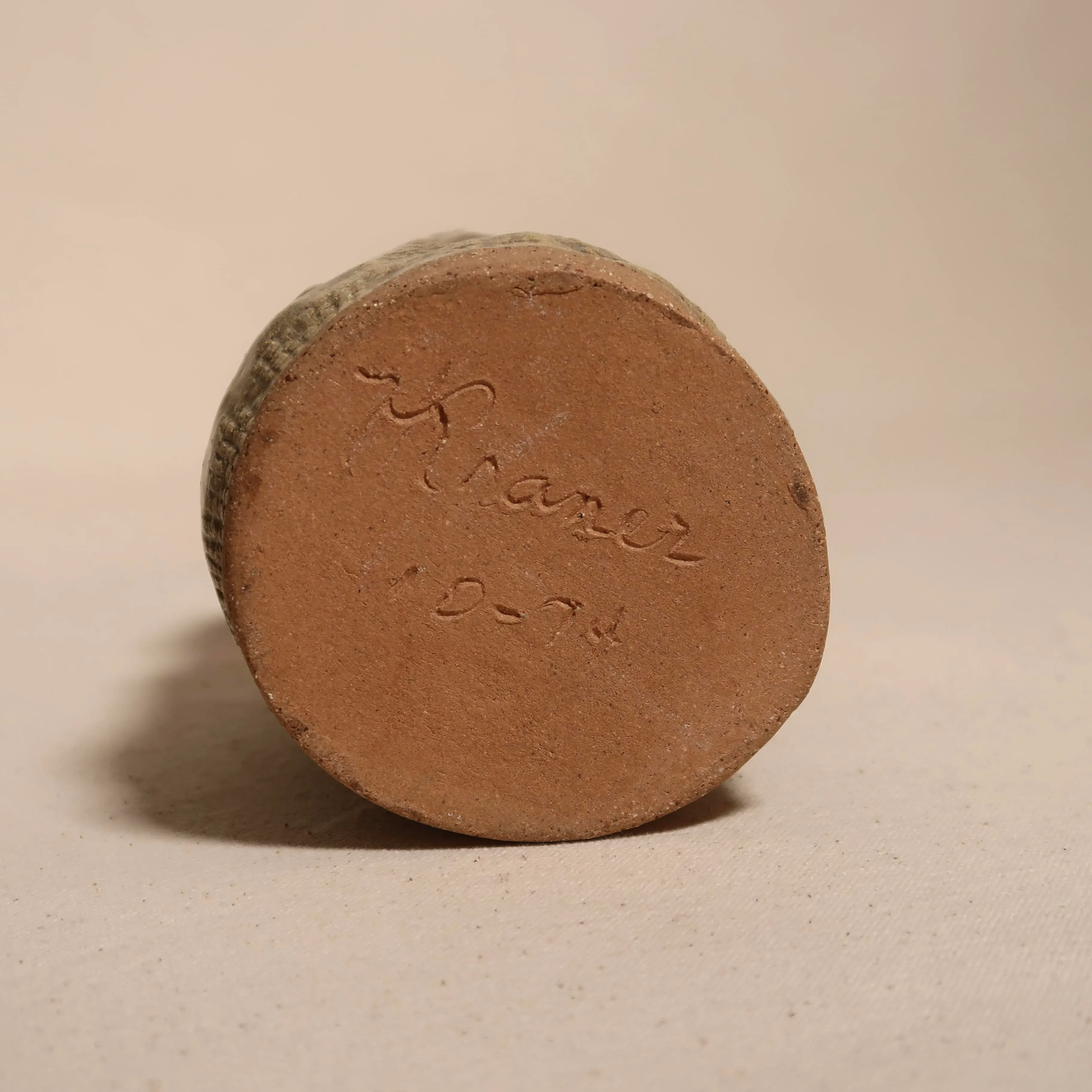 1970s Signed Hand-Formed Textured Studio Pottery Vase With Organic Wabi-Sabi Glaze